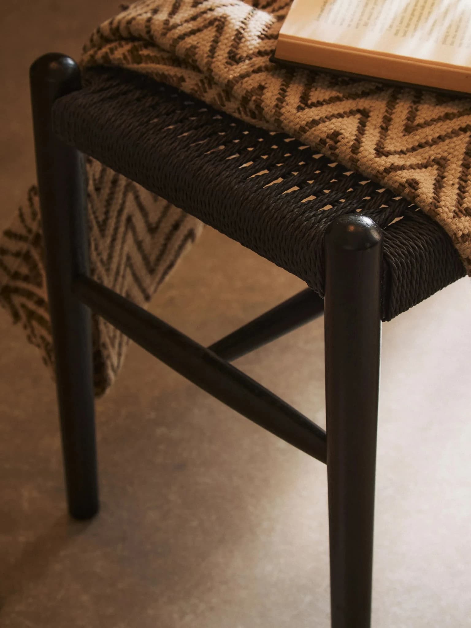 Cebu Black Rope and Elm Wood Bench - Seating, photo 2 of 8