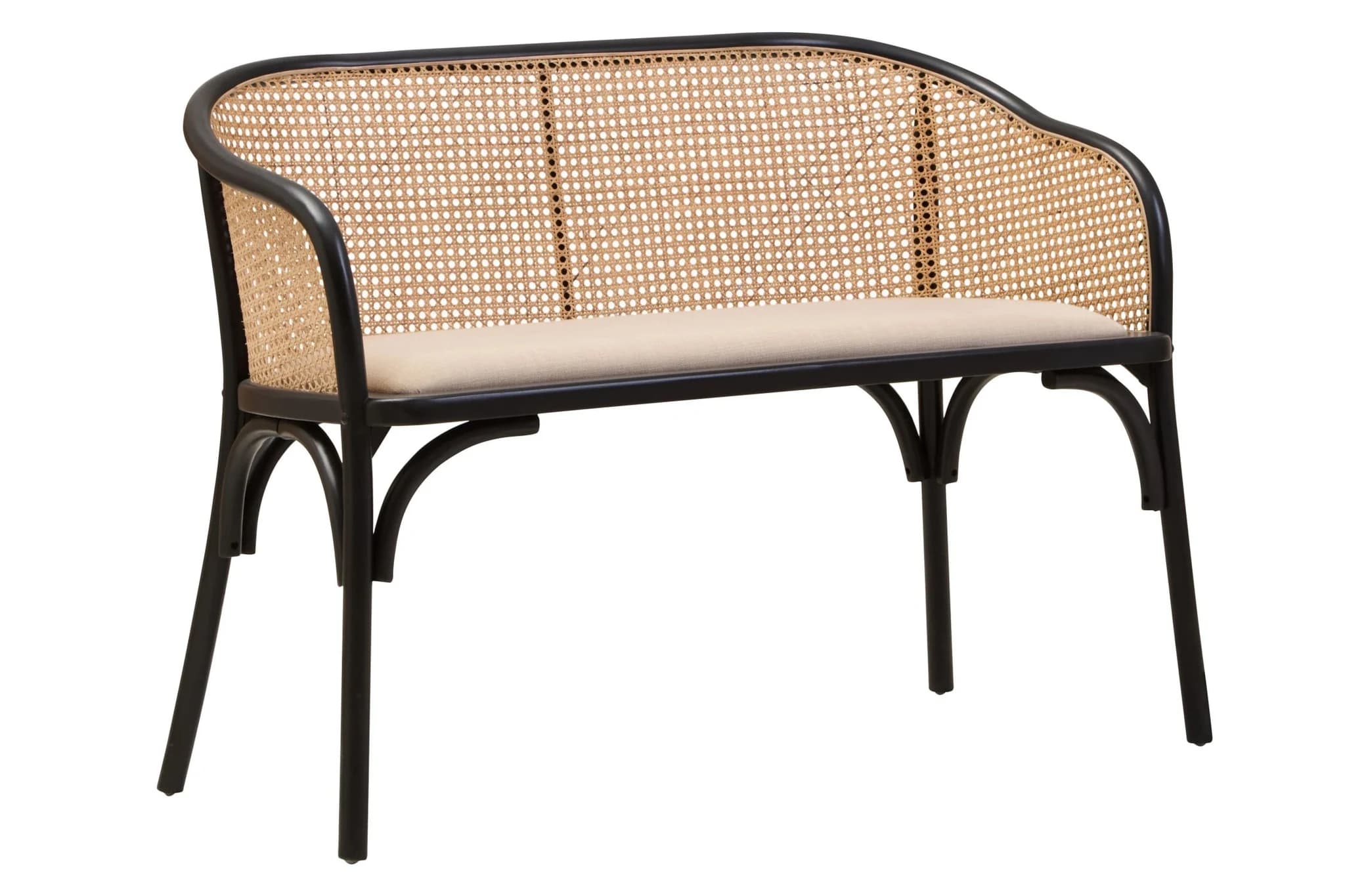 Cebu Natural Cane Bench with Black Beech Wood Frame - Seating, photo 8 of 8