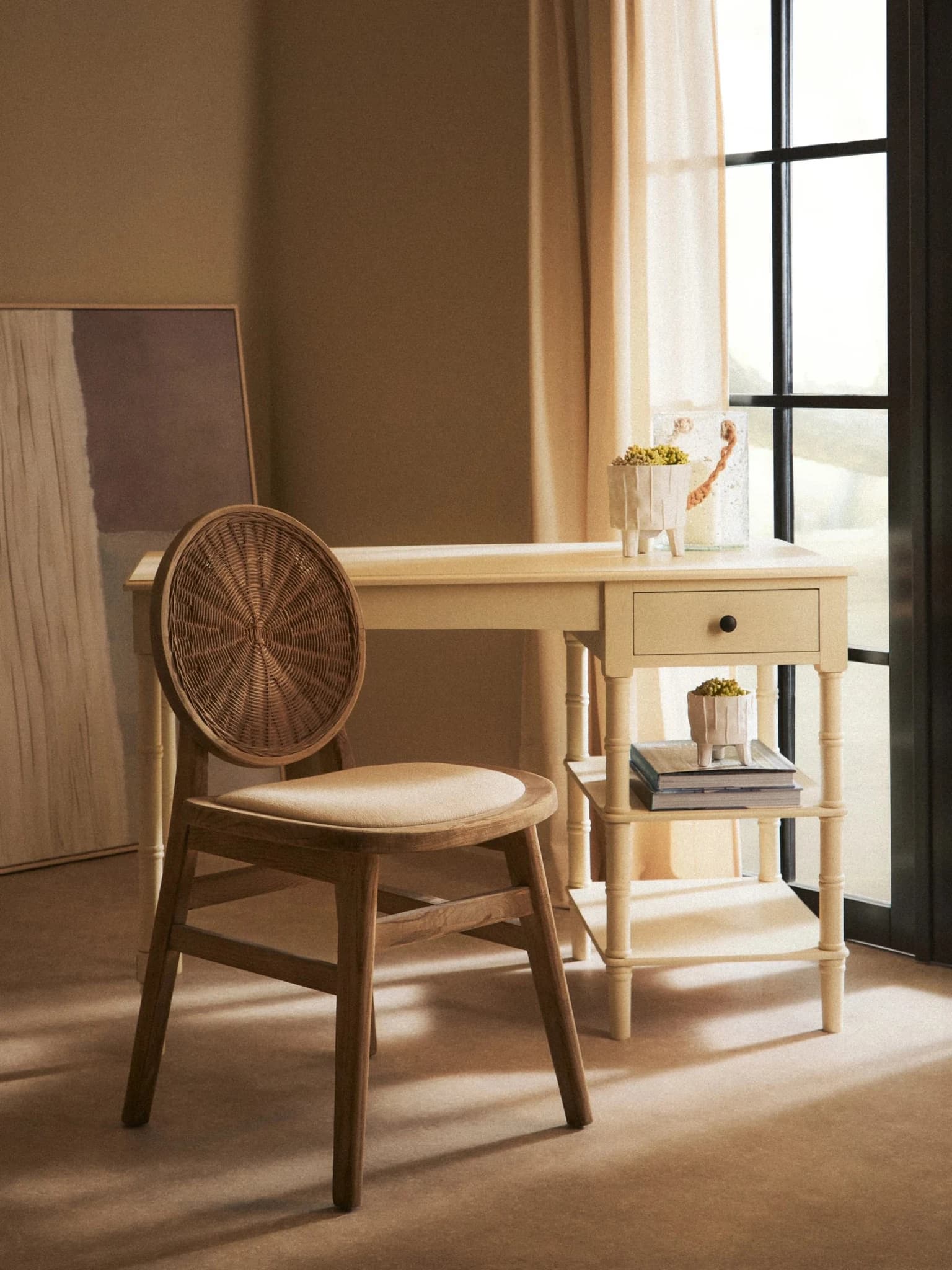 Cebu Beige Fabric and White Wash Elm Wood Dining Chair - Seating, photo 6 of 8