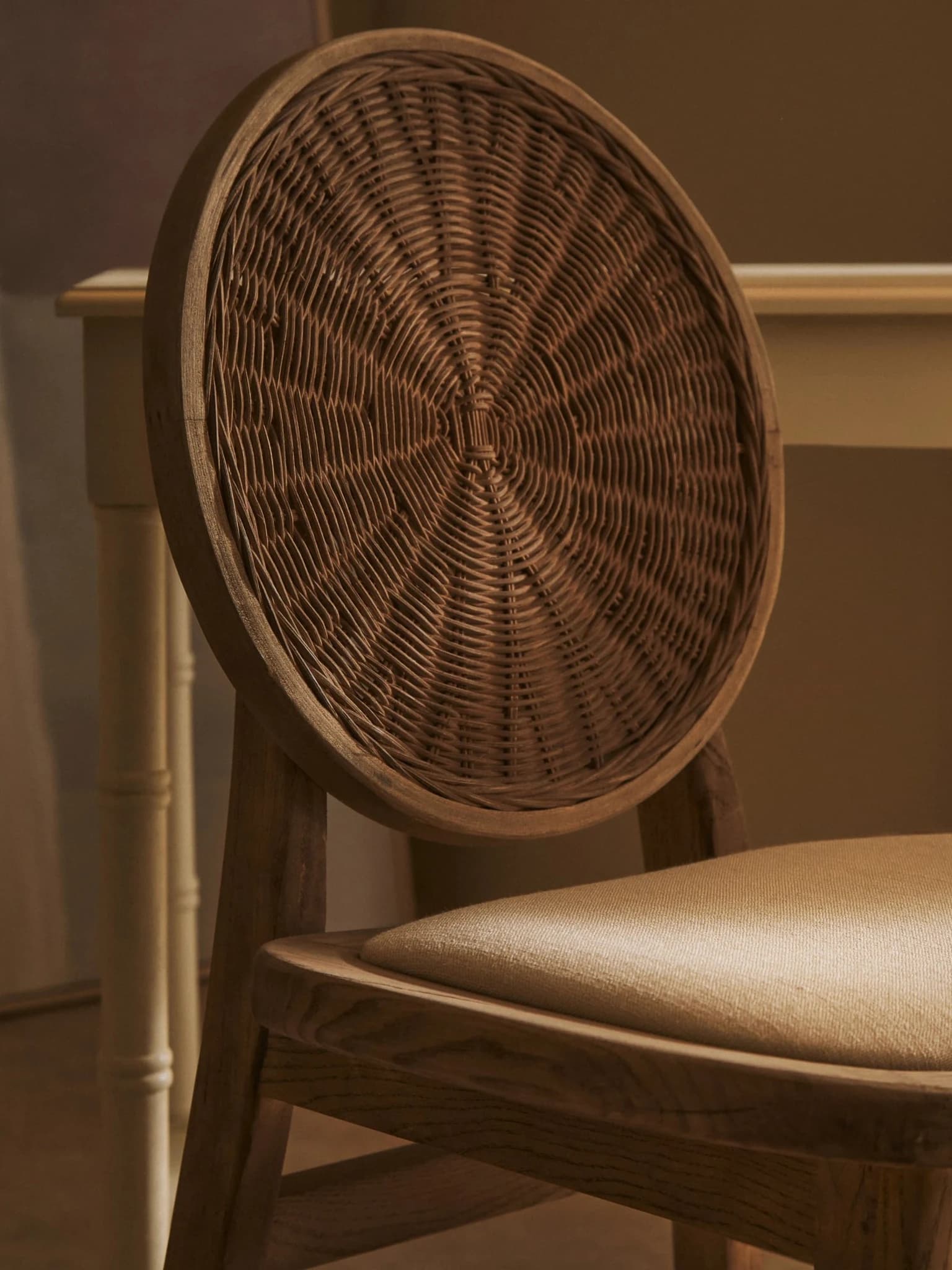 Cebu Beige Fabric and White Wash Elm Wood Dining Chair - Seating, photo 5 of 8