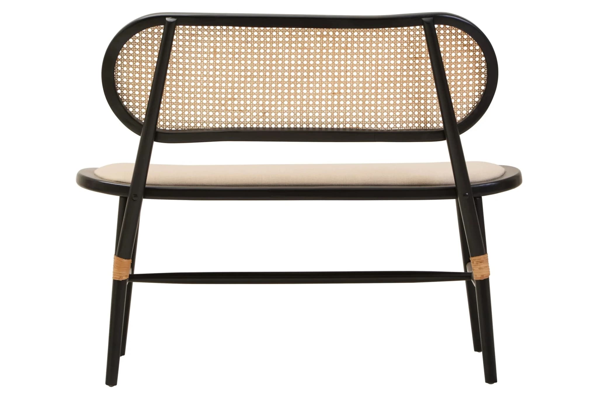 Cebu Natural Cane Bench with Black Elm Wood Frame - Seating, photo 5 of 8