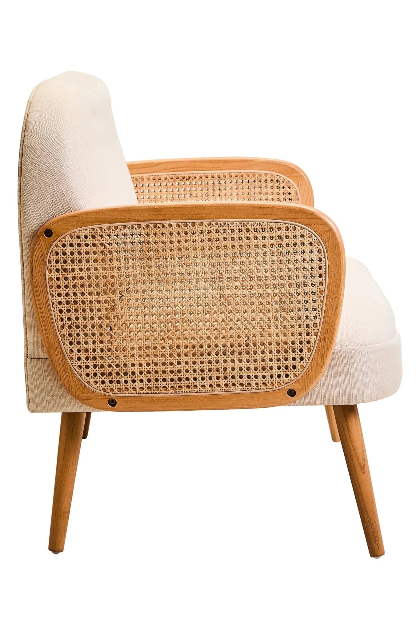 Cebu Ivory Fabric and Cane 2 Seat Sofa with Elm Wood Legs - Seating, photo 6 of 8