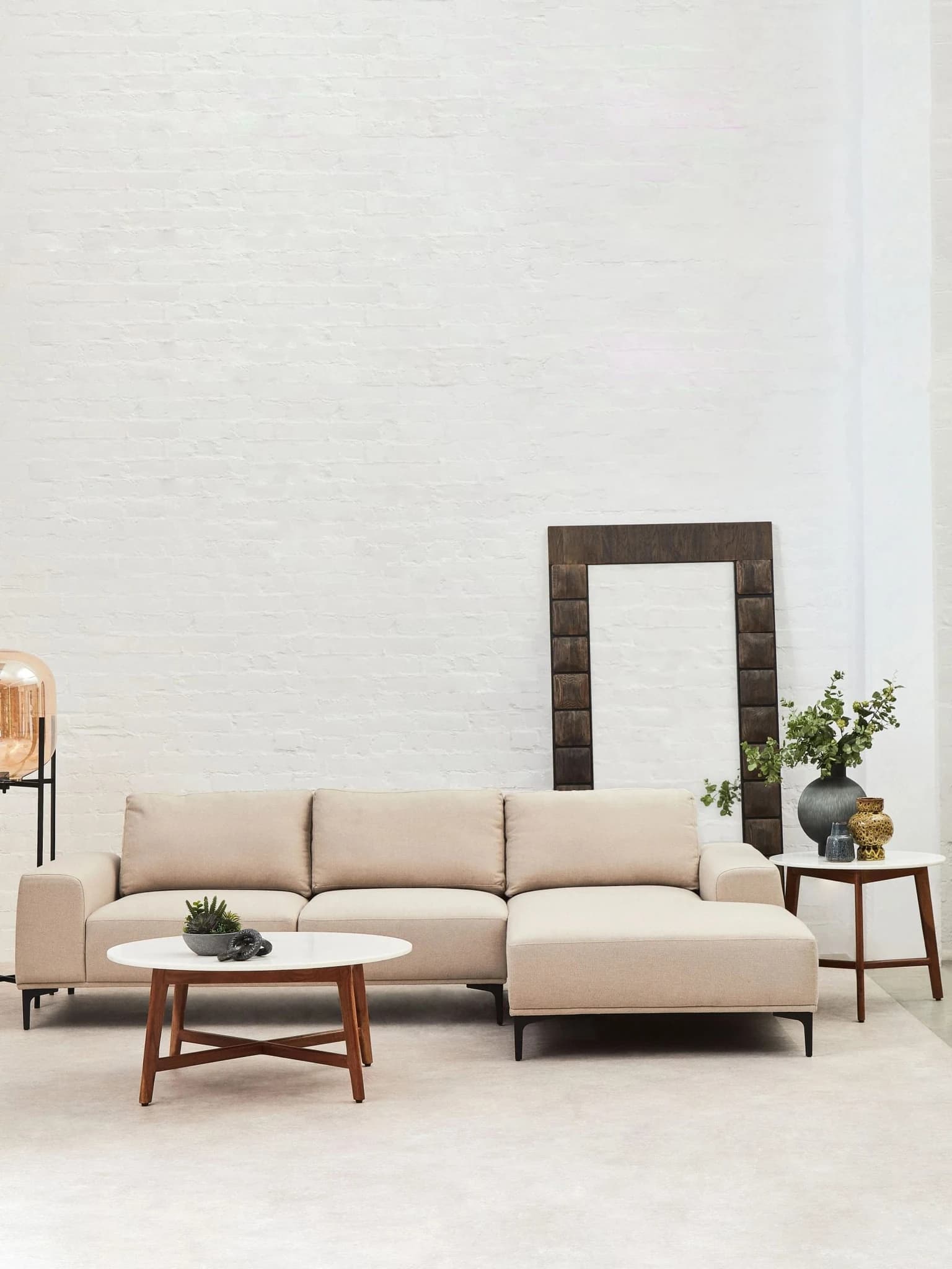 Toulon Natural Fabric 3 Seat Right Chaise Sofa - Seating, photo 8 of 8