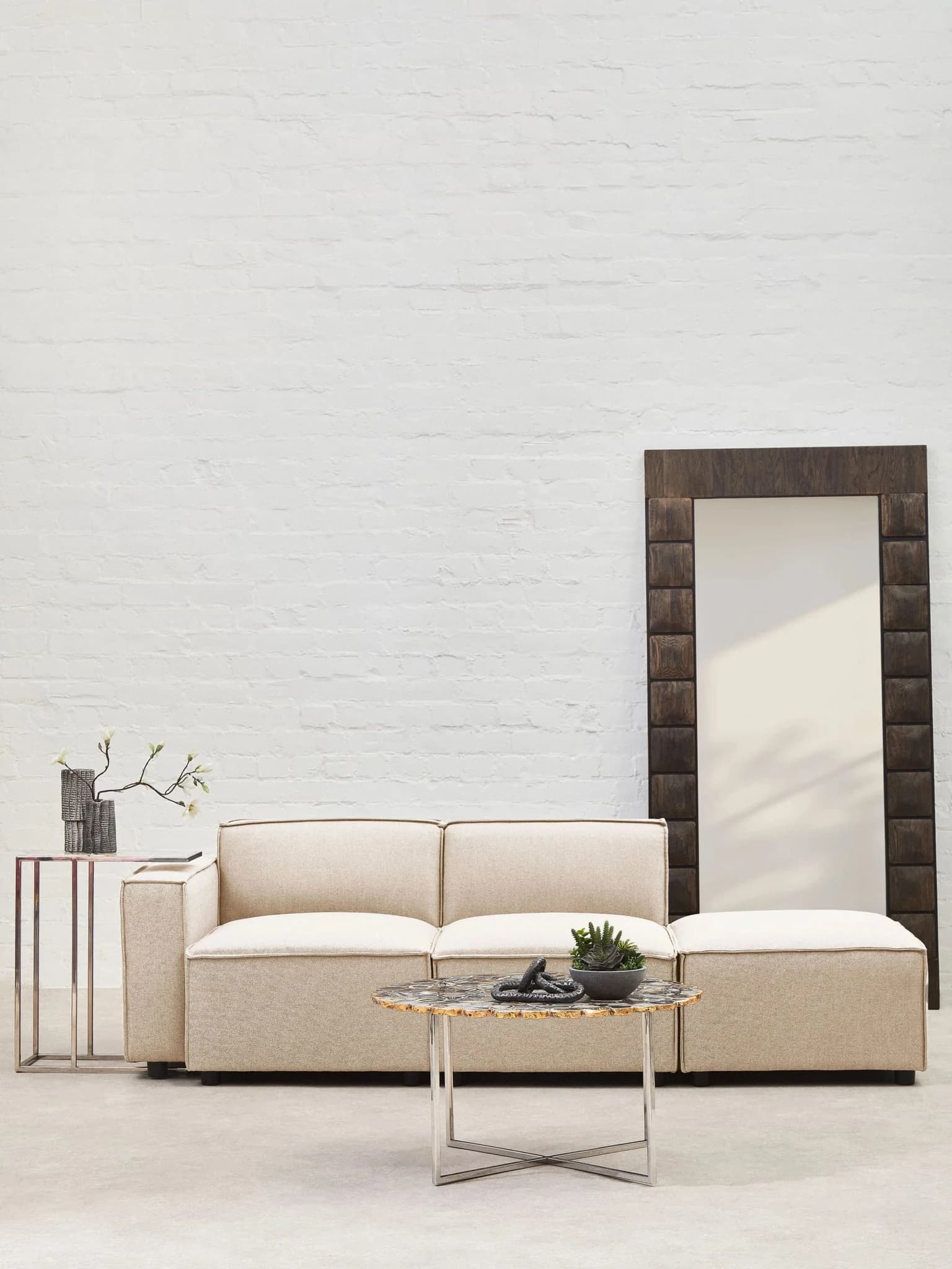 Toulouse Cream Fabric Modular Ottoman - Seating, photo 7 of 8