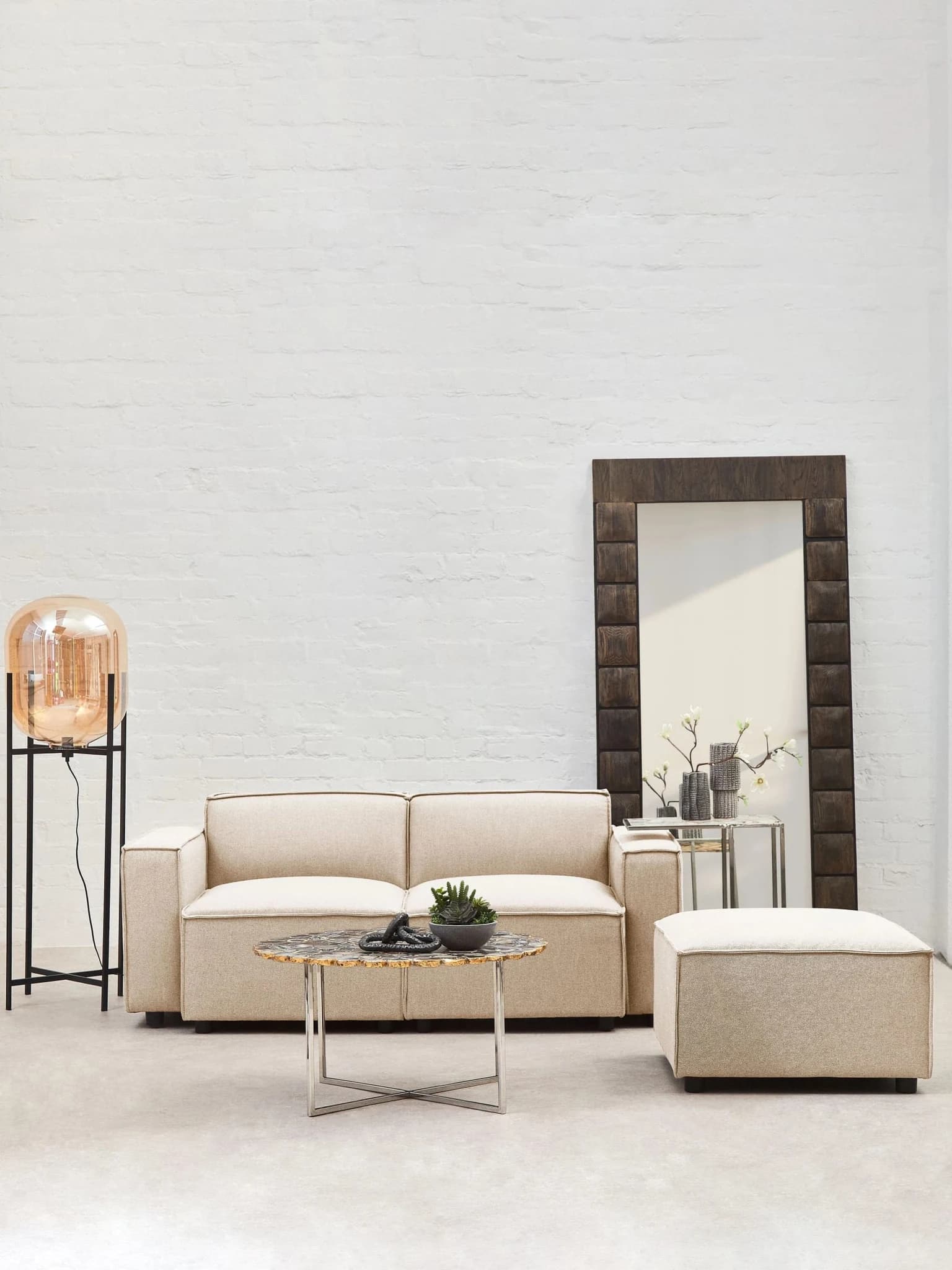 Toulouse Cream Fabric Modular Ottoman - Seating, photo 6 of 8