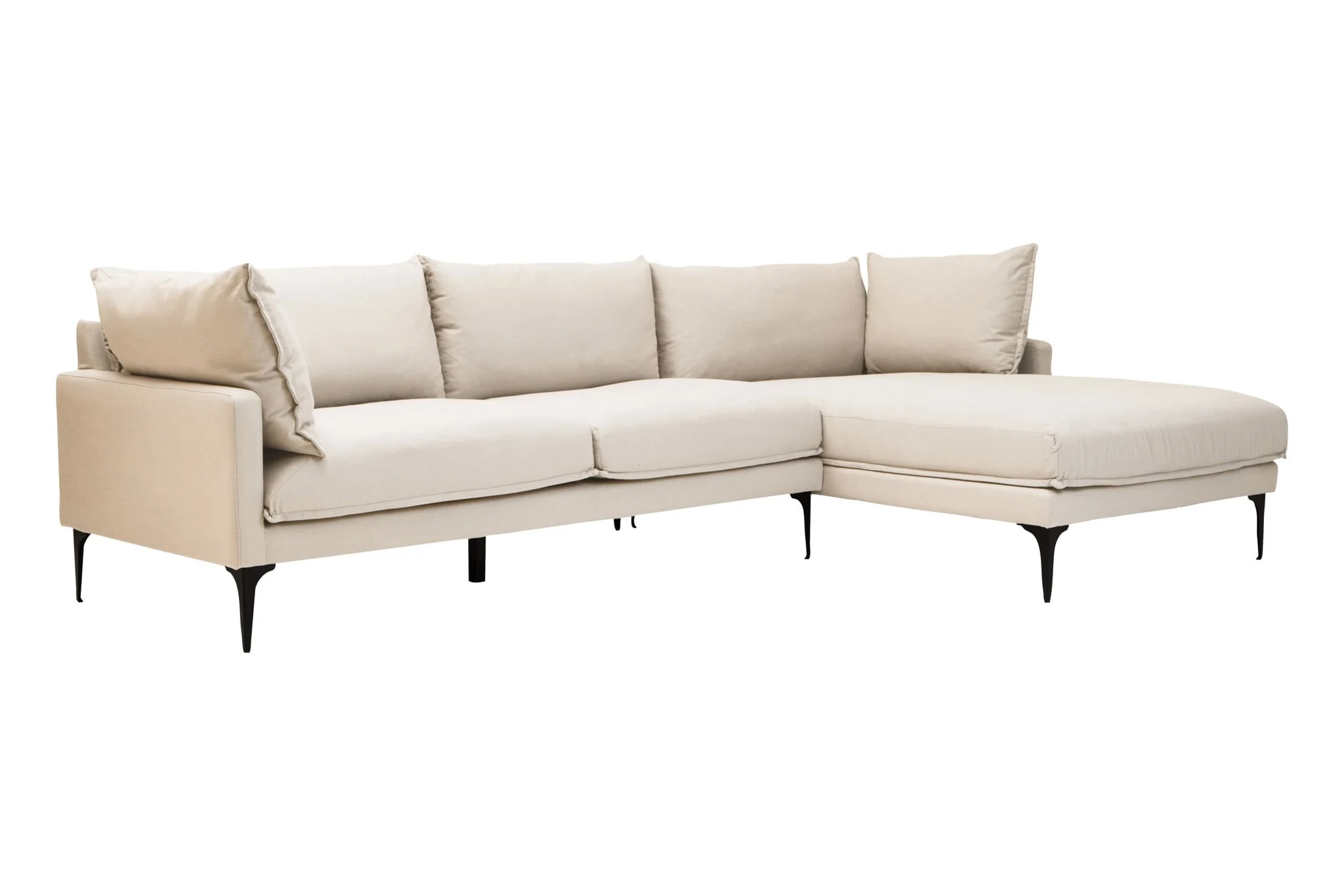 Troyes Cream Three Seat Right Chaise Sofa - Seating, photo 5 of 8