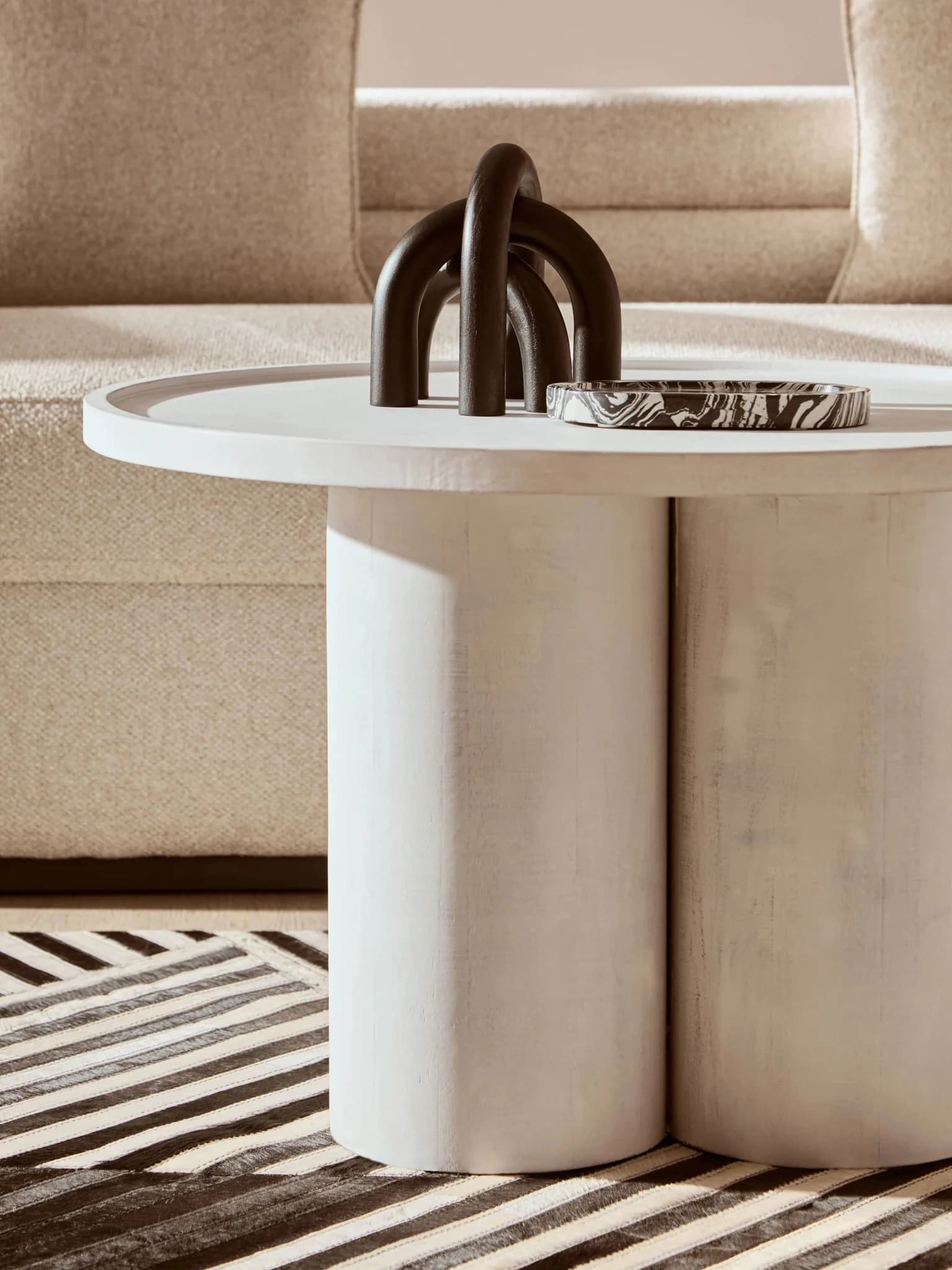 Walsa Whitewash Mango Wood Column Detail Coffee Table - Tables, photo 8 of 8