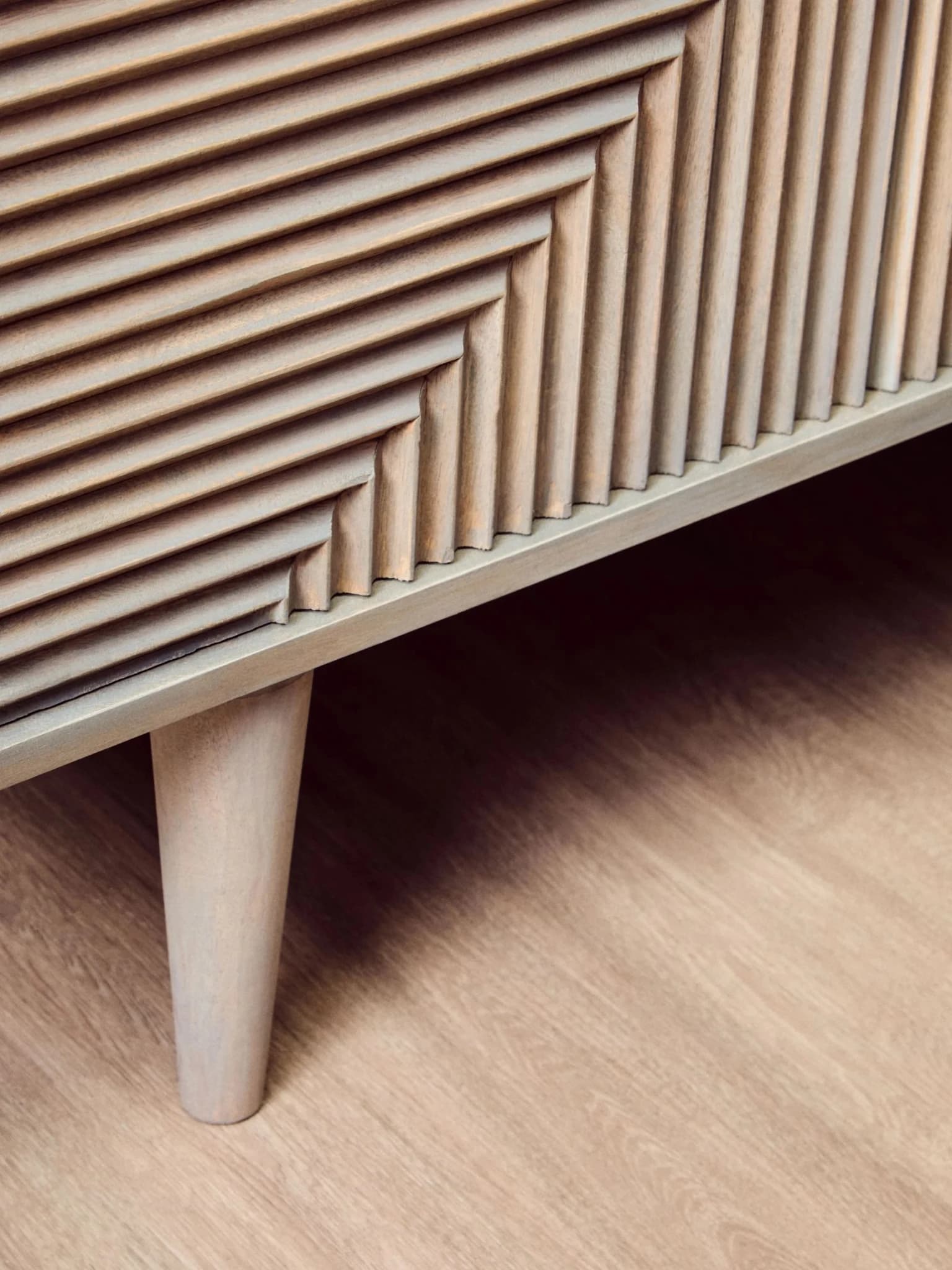 Satna Two Door Greywash Carved Mango Wood Sideboard - Bookcases & shelving, photo 2 of 8