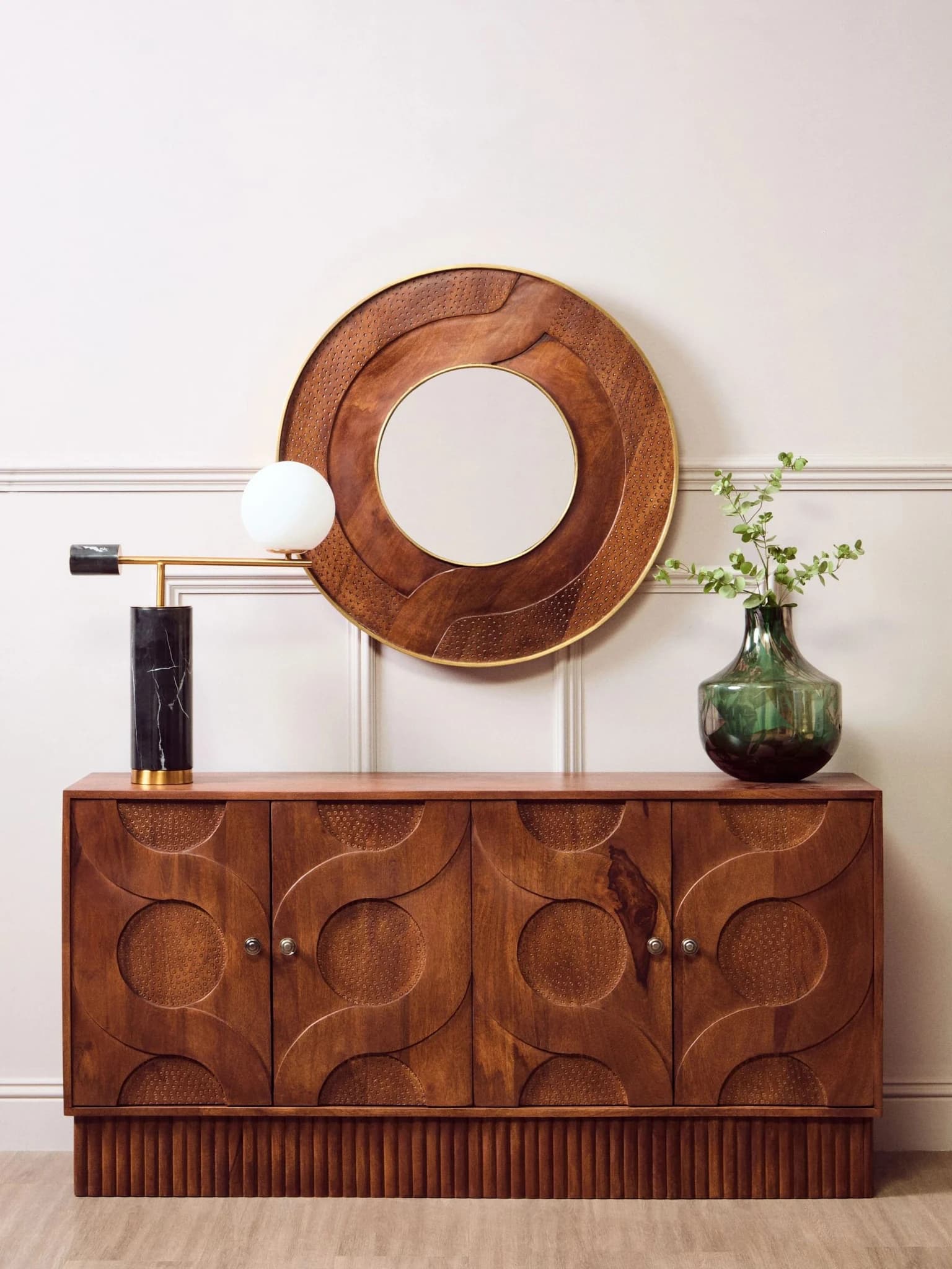 Siva Four Door Mango Wood Hammered Sideboard - Bookcases & shelving, photo 5 of 8