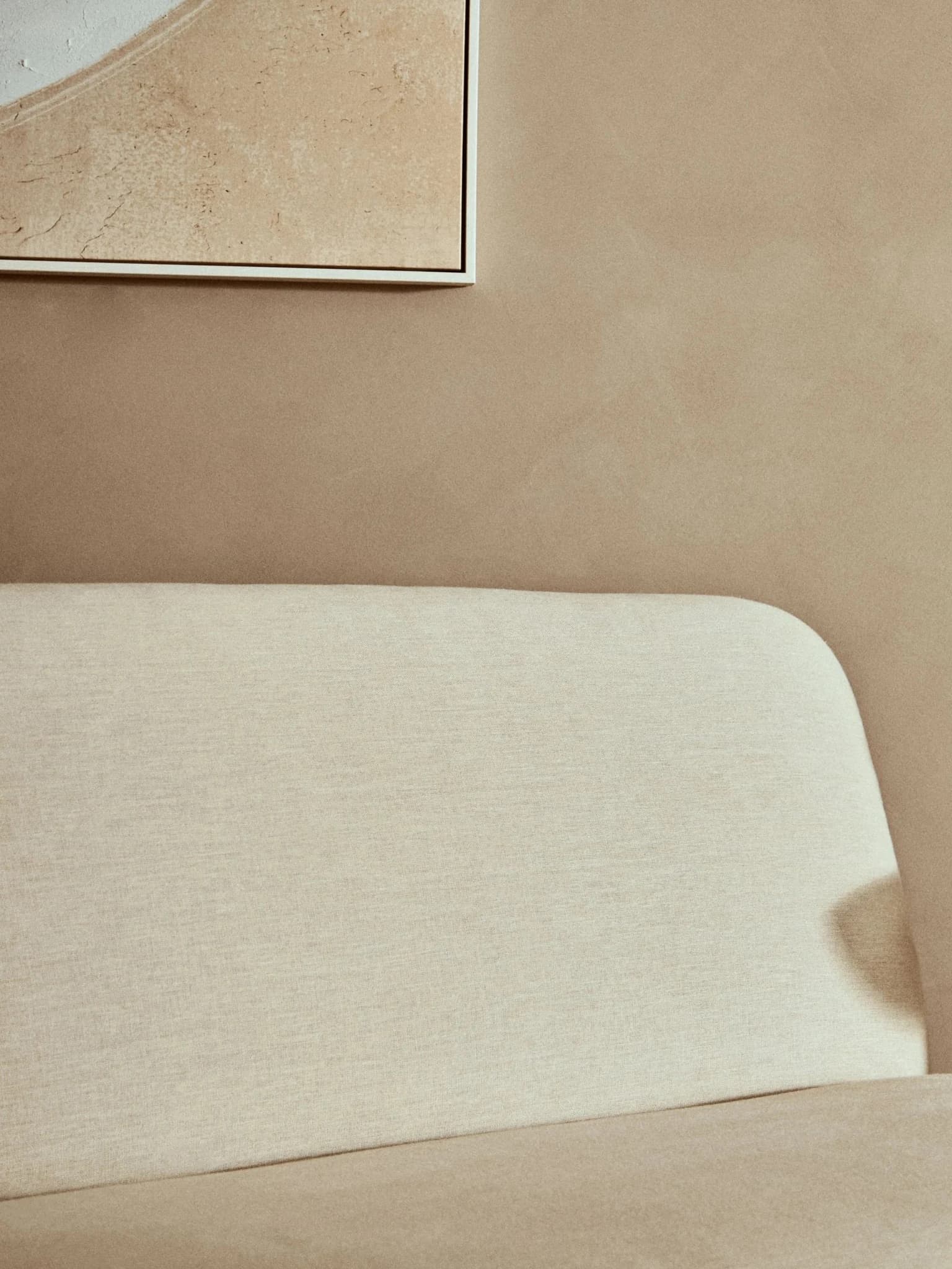 Parova Cream Linen Textured 2 Seater Armless Sofa With Wood Base - Seating, photo 6 of 8