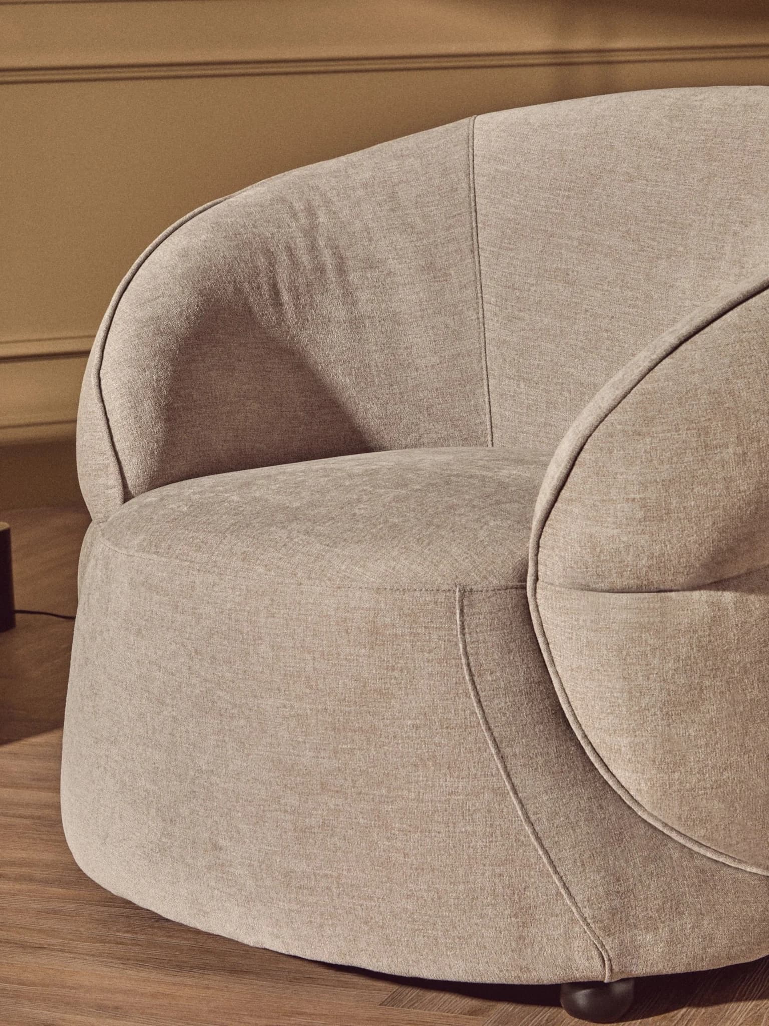Daphne Taupe Chenille Effect Curved Chair - Seating, photo 4 of 8