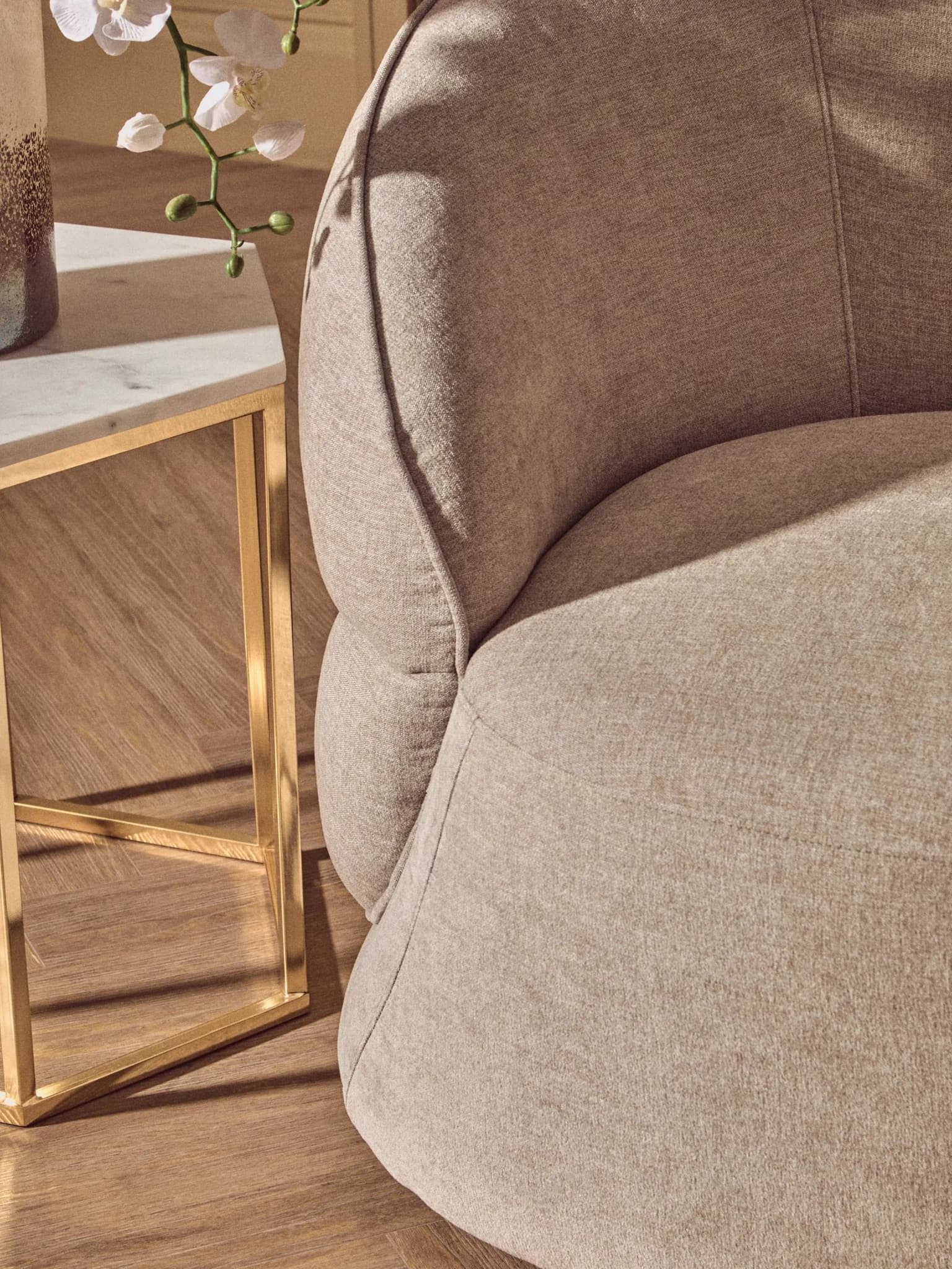 Daphne Taupe Chenille Effect Curved Chair - Seating, photo 2 of 8