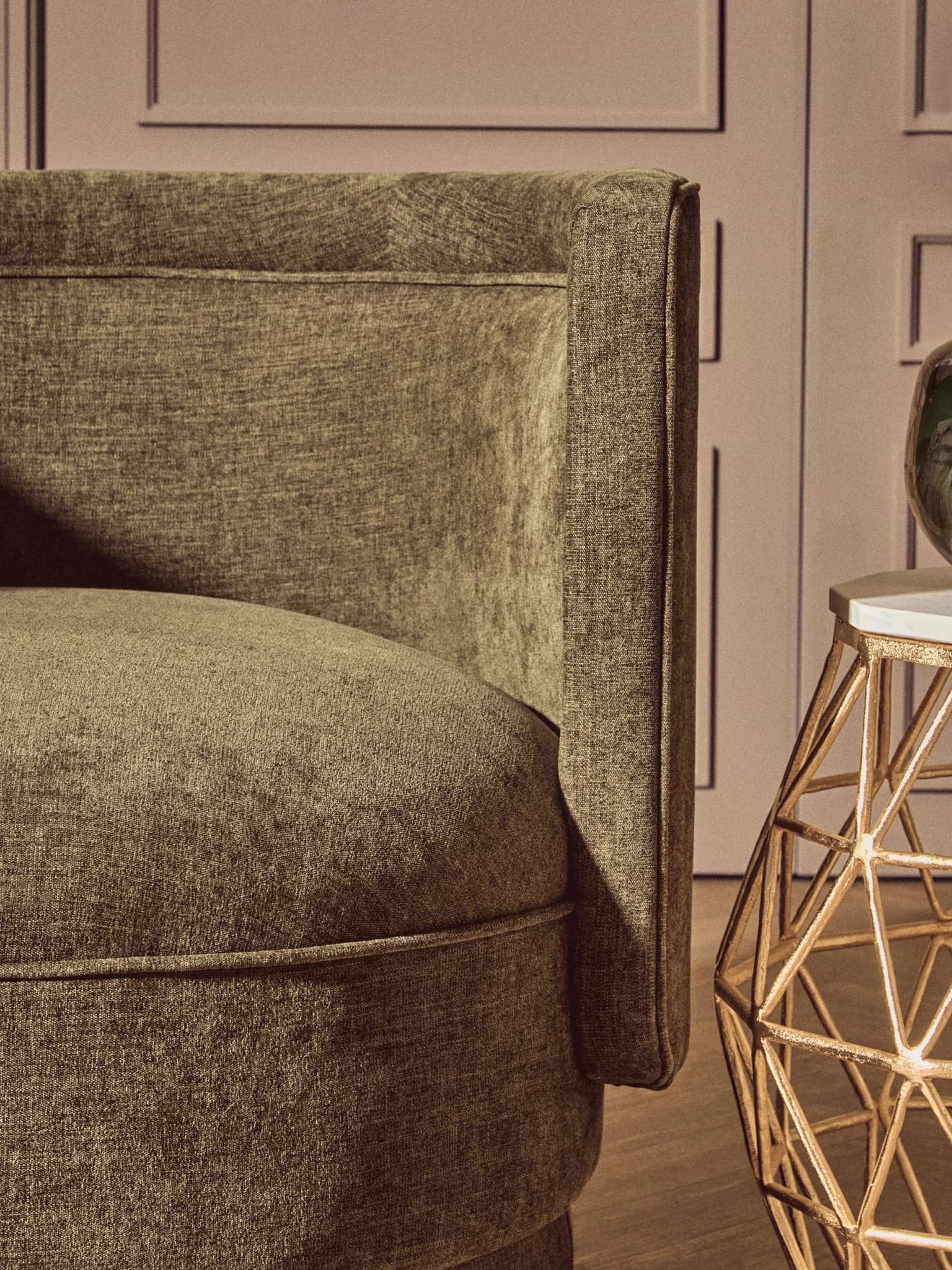 Drake Forest Green Chenille Effect Curved Chair - Seating, photo 4 of 8