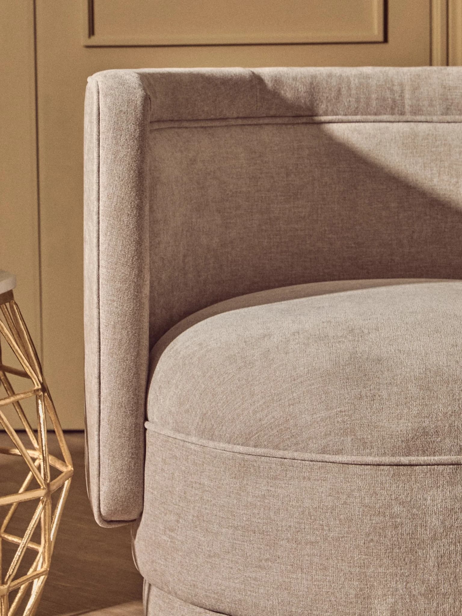 Drake Taupe Chenille Effect Curved Chair - Seating, photo 4 of 8