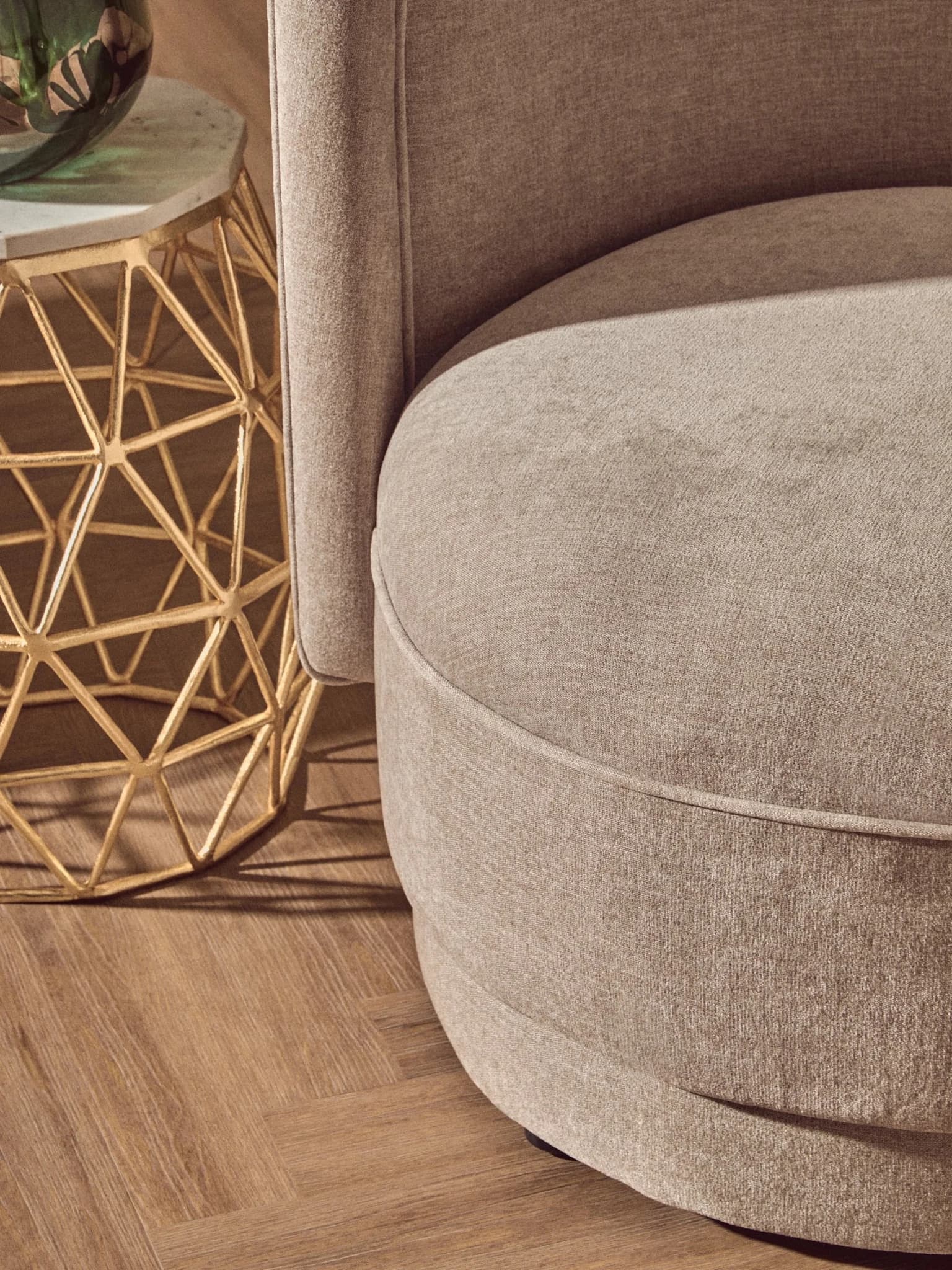 Drake Taupe Chenille Effect Curved Chair - Seating, photo 3 of 8
