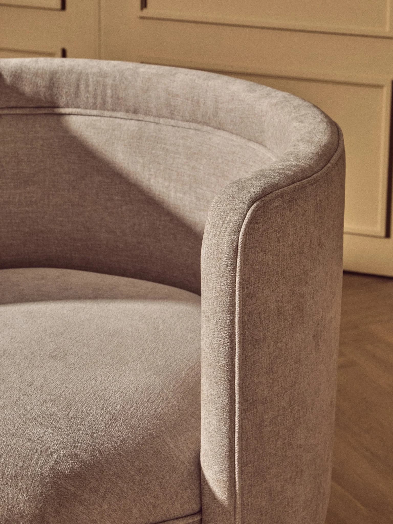 Drake Taupe Chenille Effect Curved Chair - Seating, photo 2 of 8
