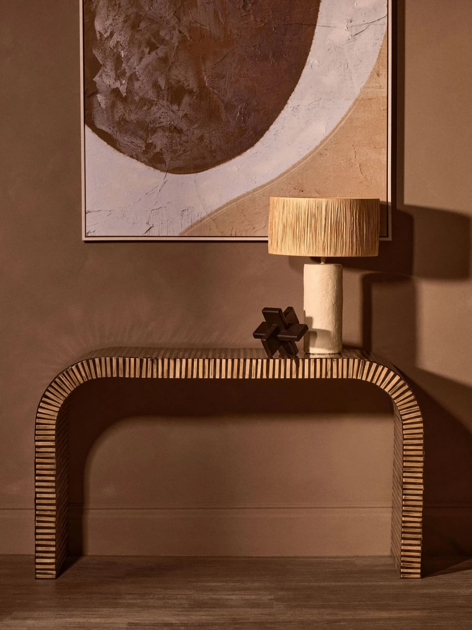 Bambusa Black Bamboo Inlay Curved Console Table - Tables, photo 6 of 8