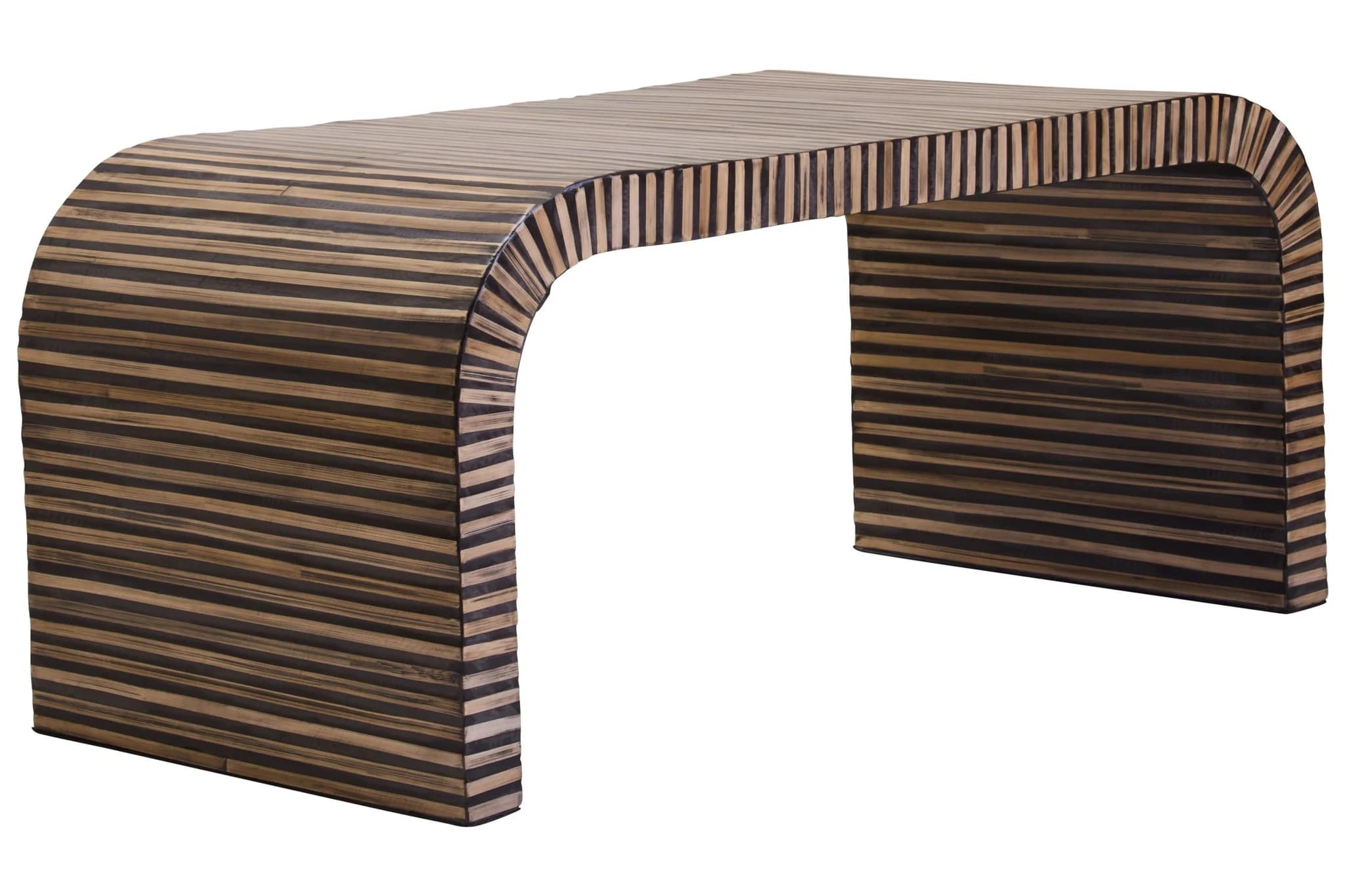 Bambusa Black Bamboo Inlay Curved Coffee Table - Tables, photo 7 of 8