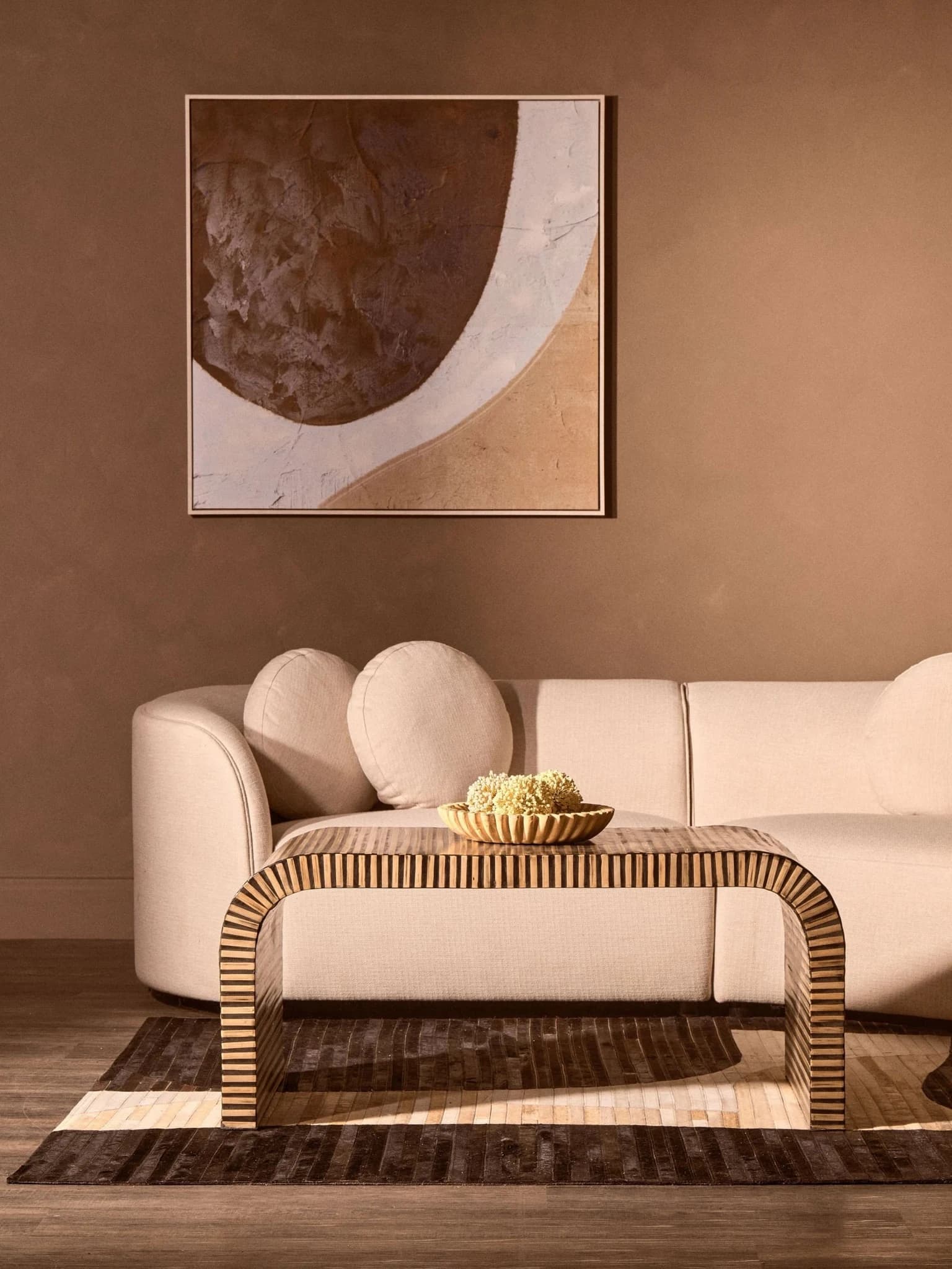 Bambusa Black Bamboo Inlay Curved Coffee Table - Tables, photo 5 of 8