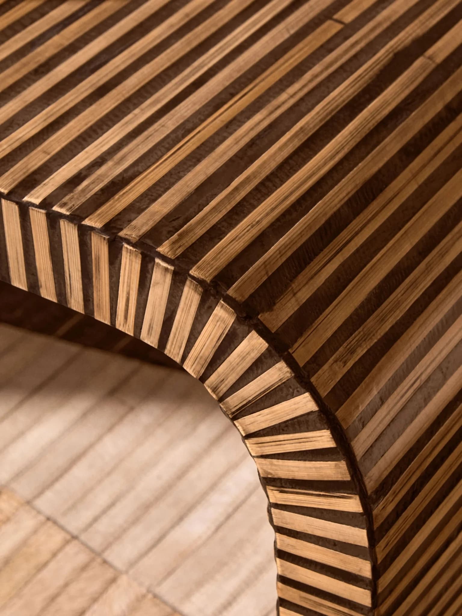 Bambusa Black Bamboo Inlay Curved Coffee Table - Tables, photo 3 of 8