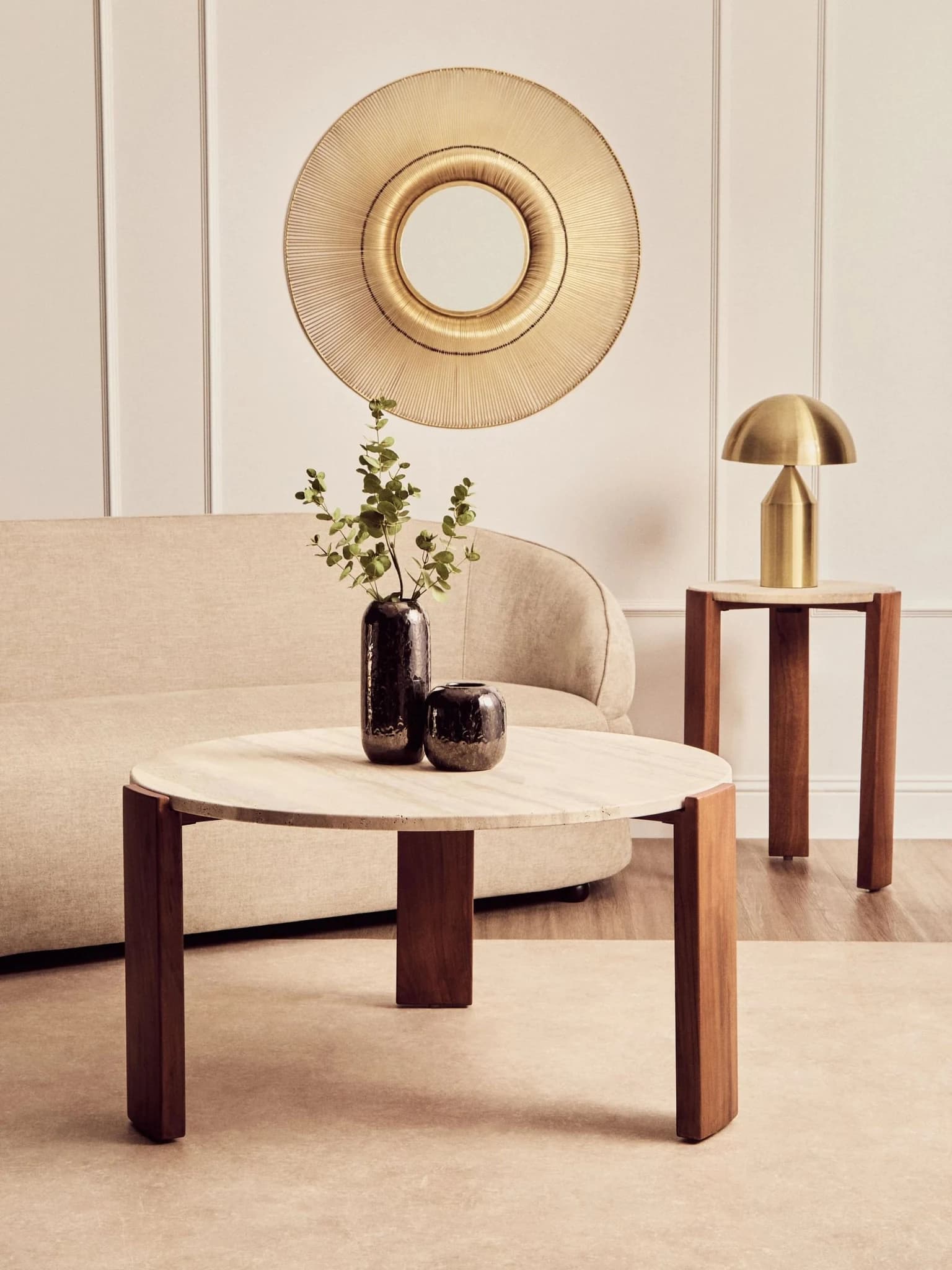 Palermo Travertine and Acacia Wood Large Coffee Table - Tables, photo 7 of 8