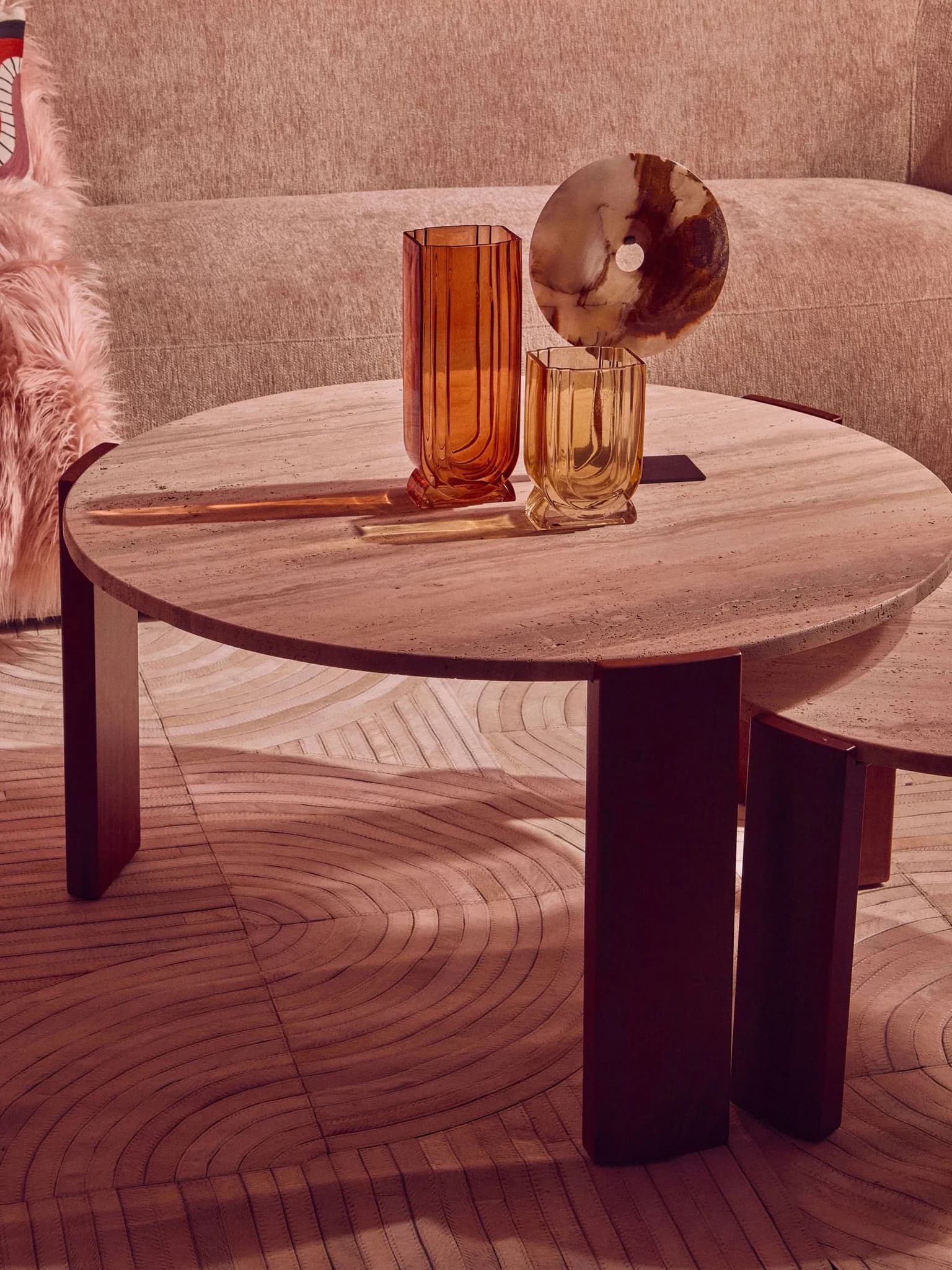 Palermo Travertine and Acacia Wood Large Coffee Table - Tables, photo 3 of 8