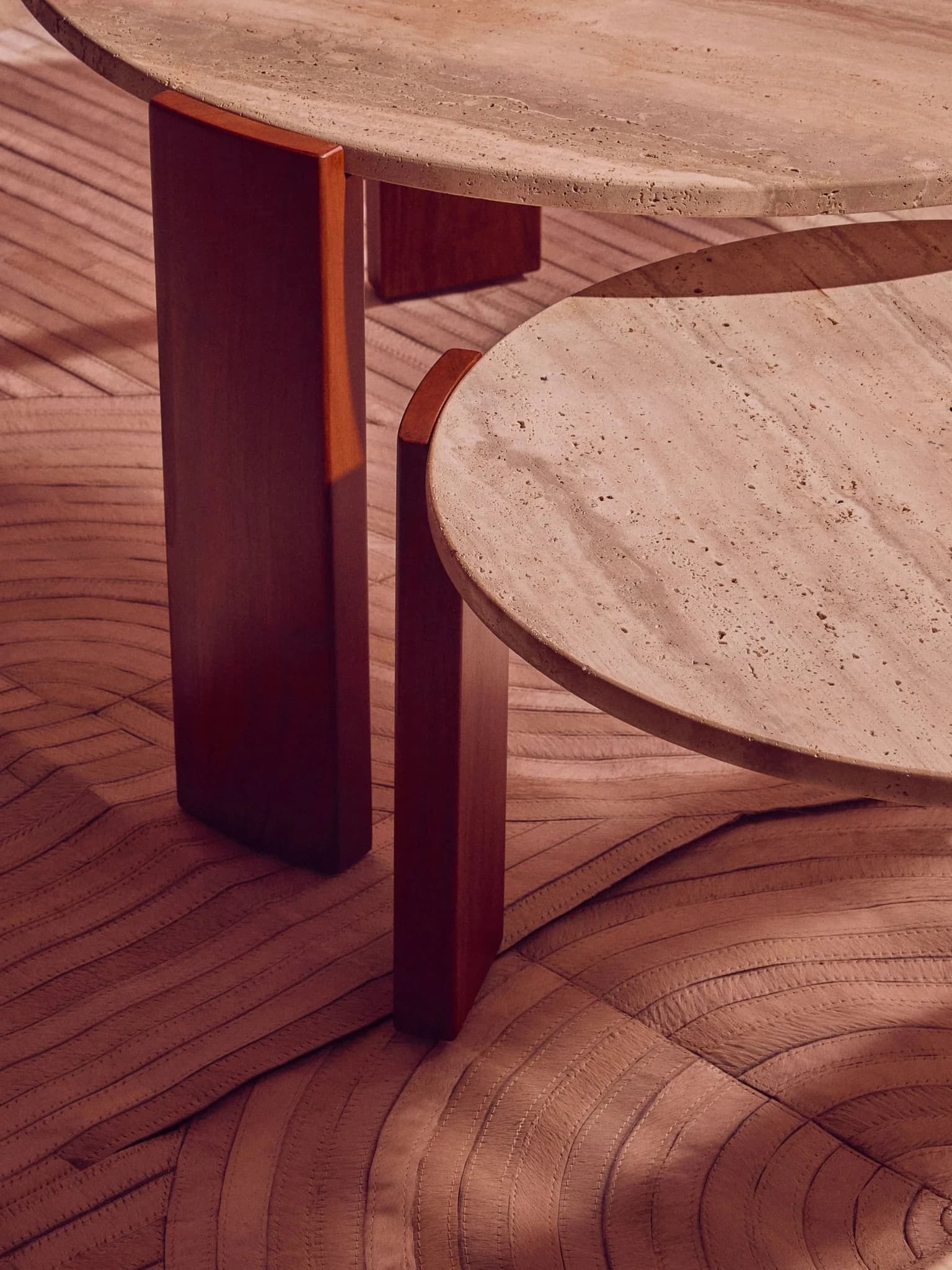 Palermo Travertine and Acacia Wood Large Coffee Table - Tables, photo 2 of 8