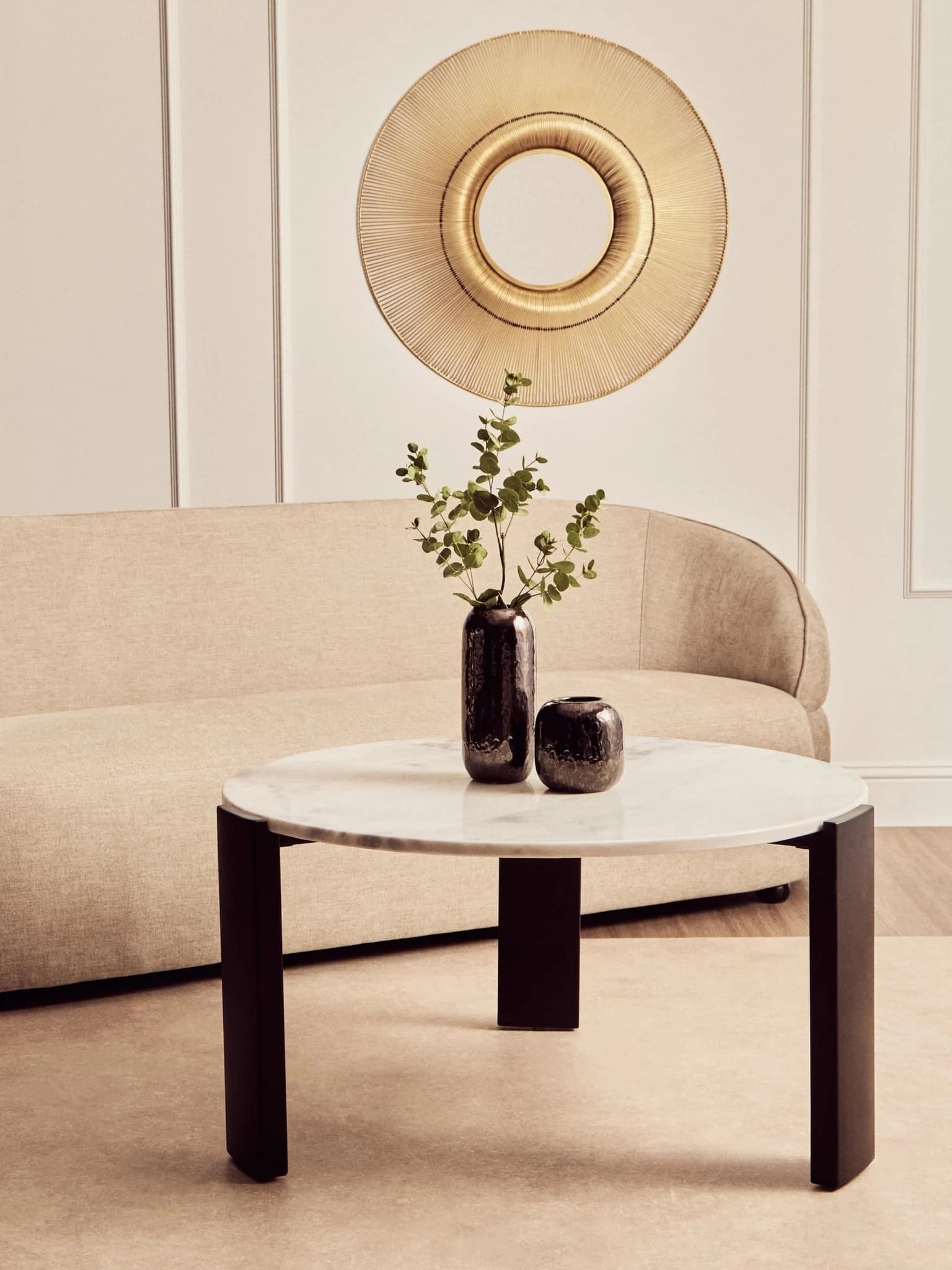 Palermo White Marble and Black Acacia Wood Large Coffee Table - Tables, photo 6 of 8