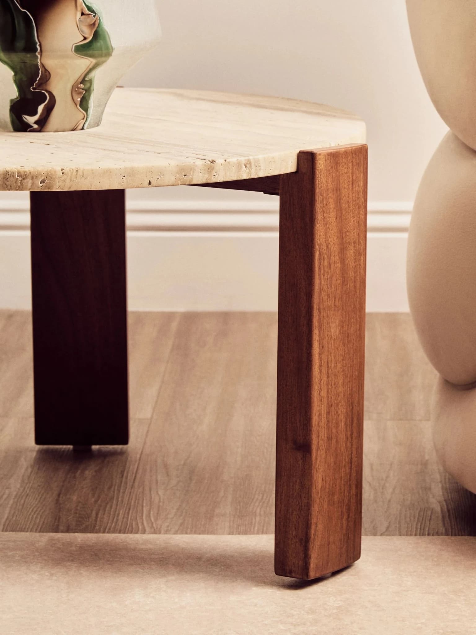 Palermo Travertine and Acacia Wood Small Coffee Table - Tables, photo 8 of 8