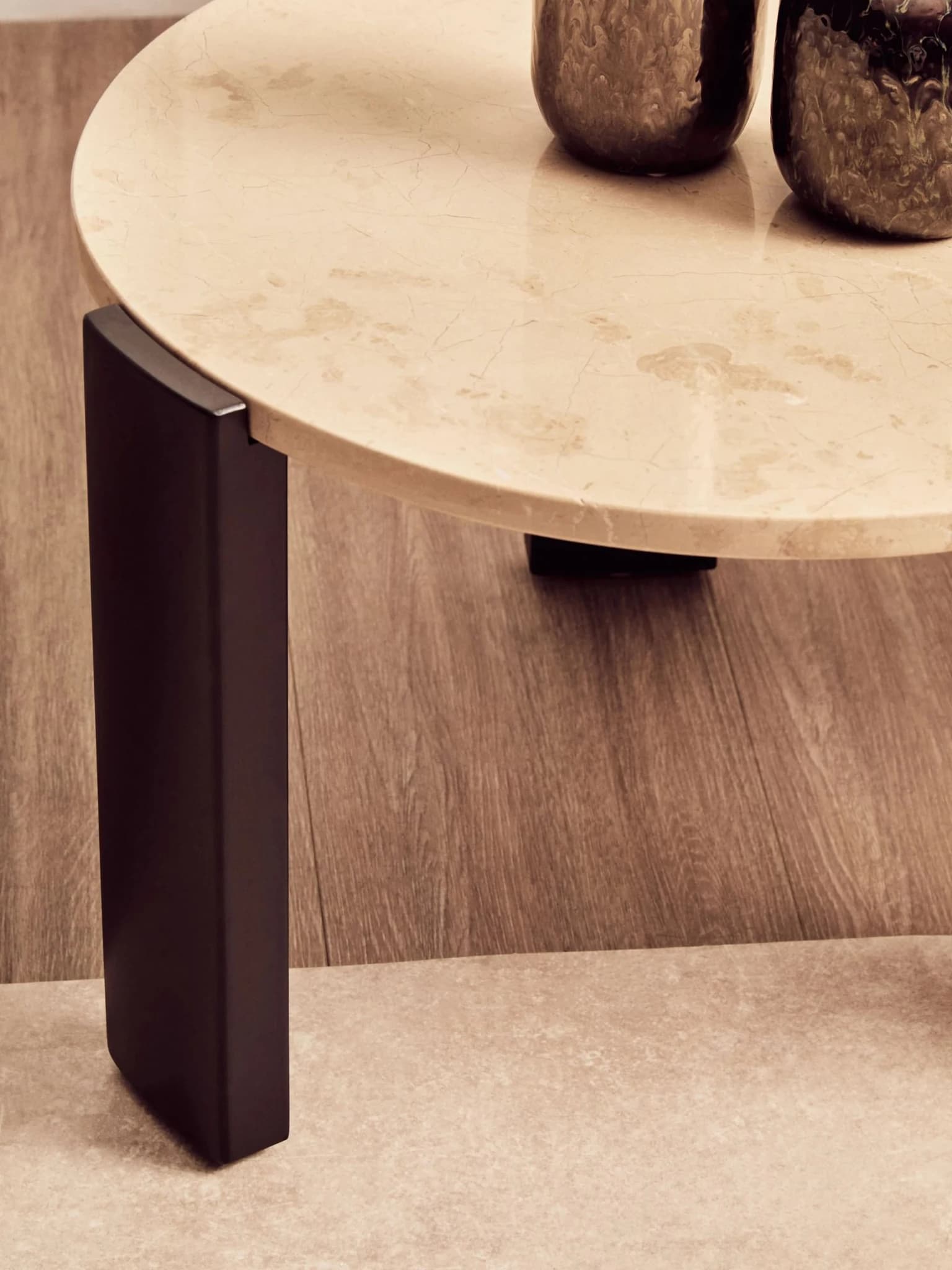 Palermo Cream Marble and Black Acacia Wood Small Coffee Table - Tables, photo 3 of 8