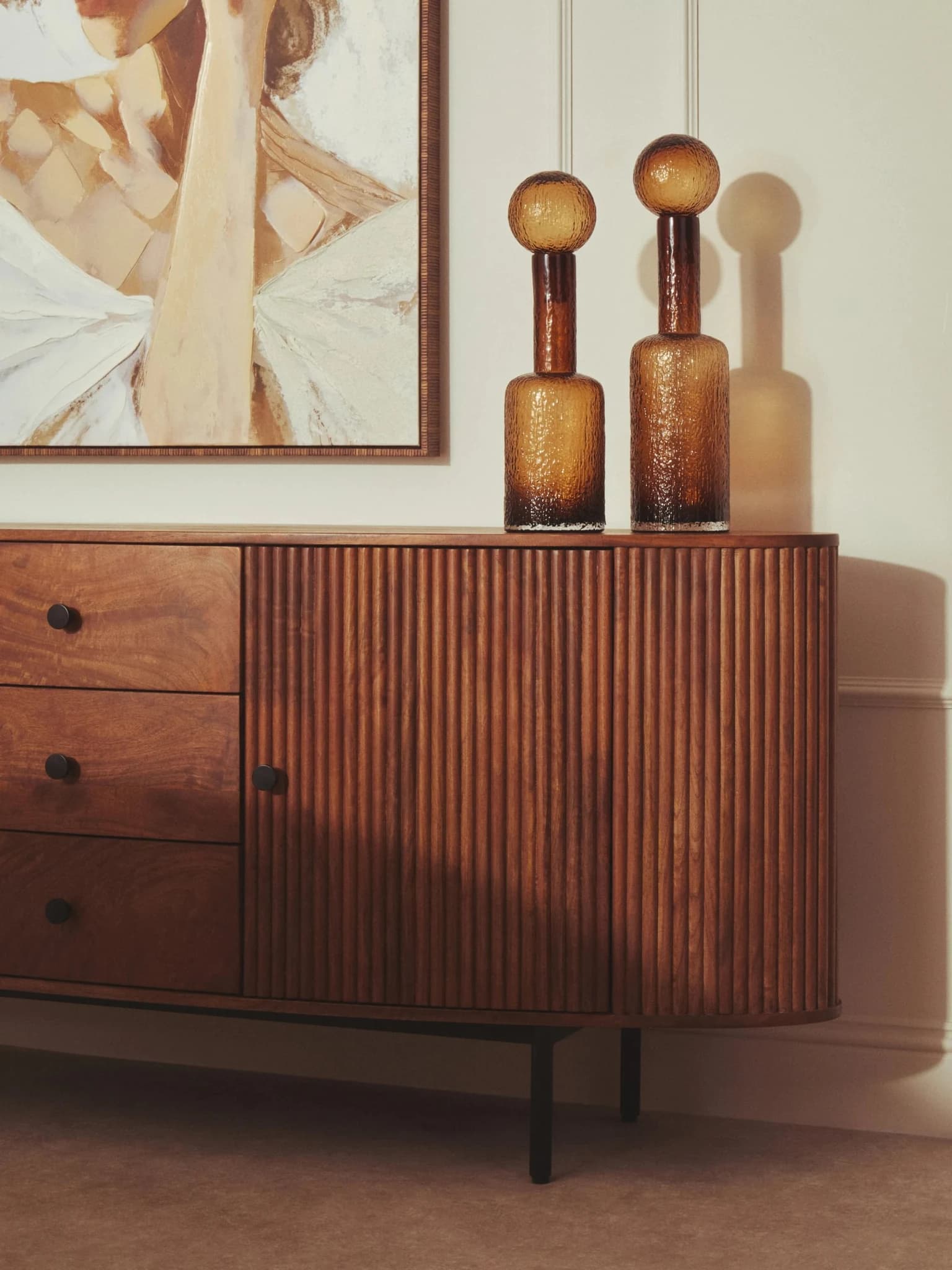 Torello Two Door Three Drawer Mango Wood Oval Sideboard - Bookcases & shelving, photo 3 of 8