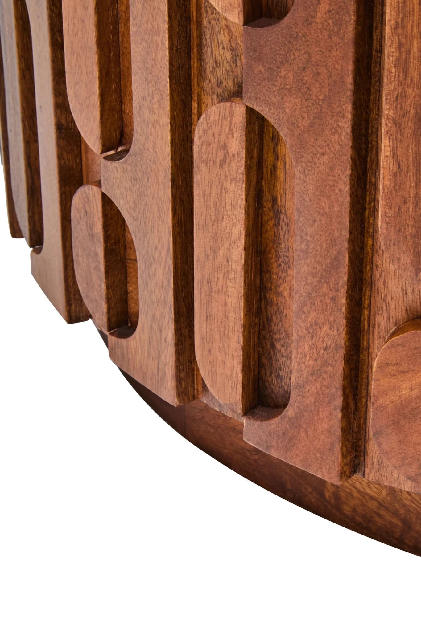 Torcino Marble and Carved Mango Wood Round Coffee Table - Tables, photo 5 of 5