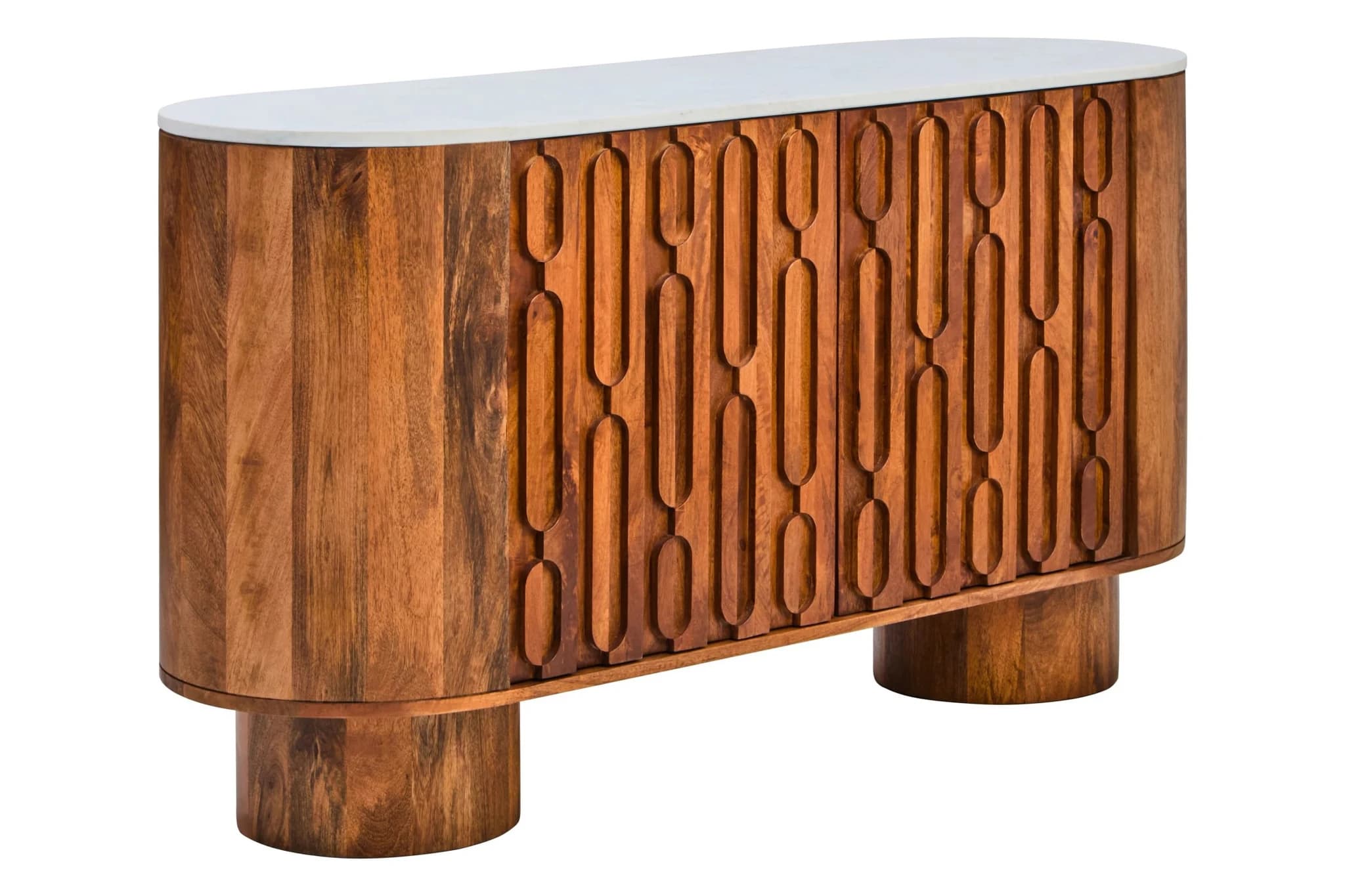 Torcino Marble and Carved Mango Wood Two Door Sideboard - Bookcases & shelving, photo 4 of 8