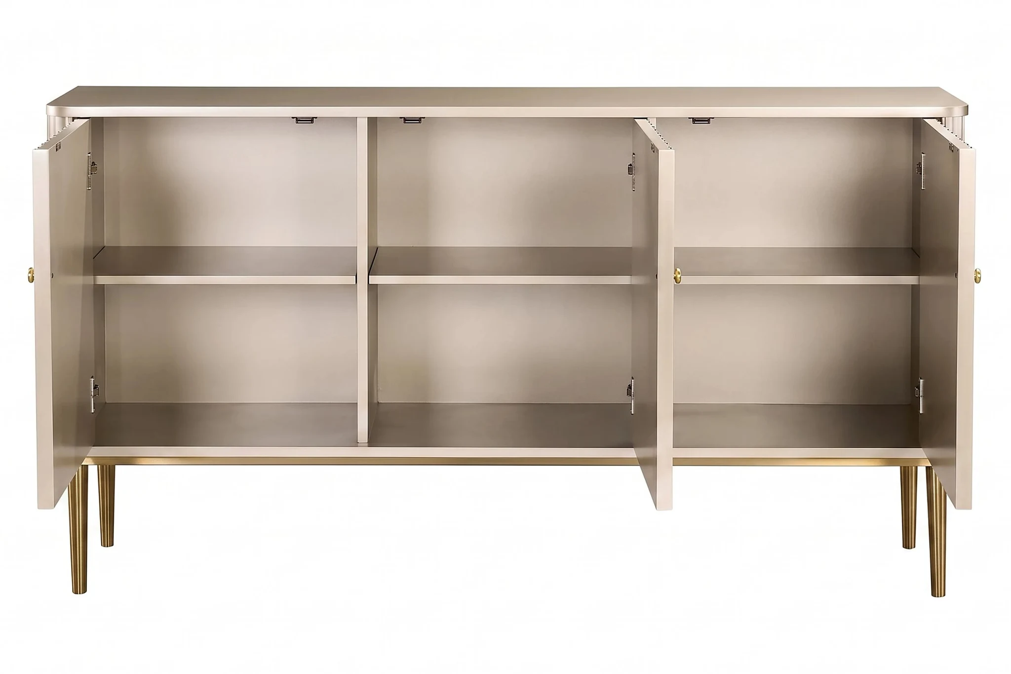 Dusino Champagne Gold Finish Three Door Flute Detail Sideboard - Bookcases & shelving, photo 5 of 5