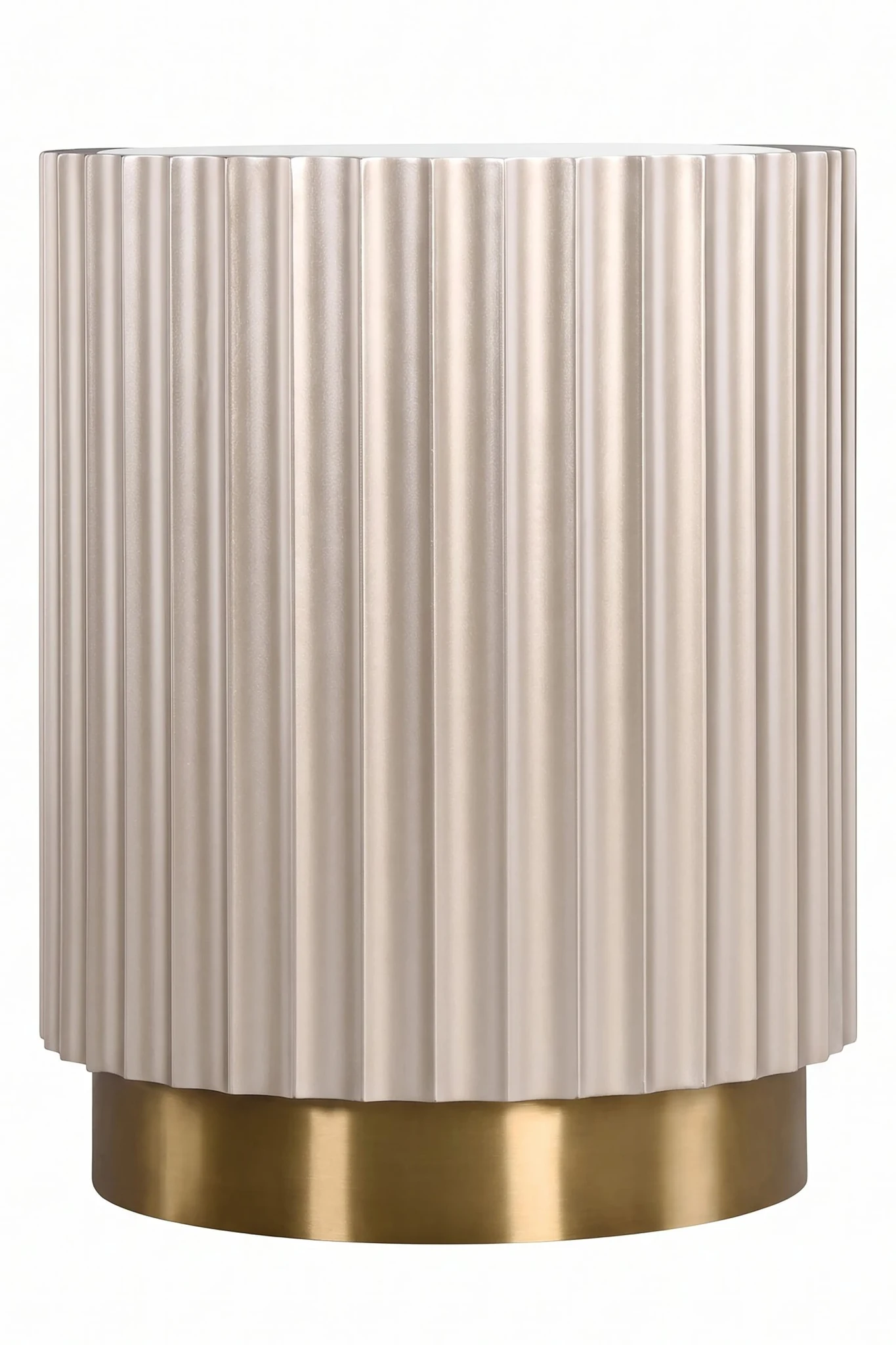 Dusino Champagne Gold Finish Flute Detail Side Table with Mirror Top - Tables, photo 2 of 3