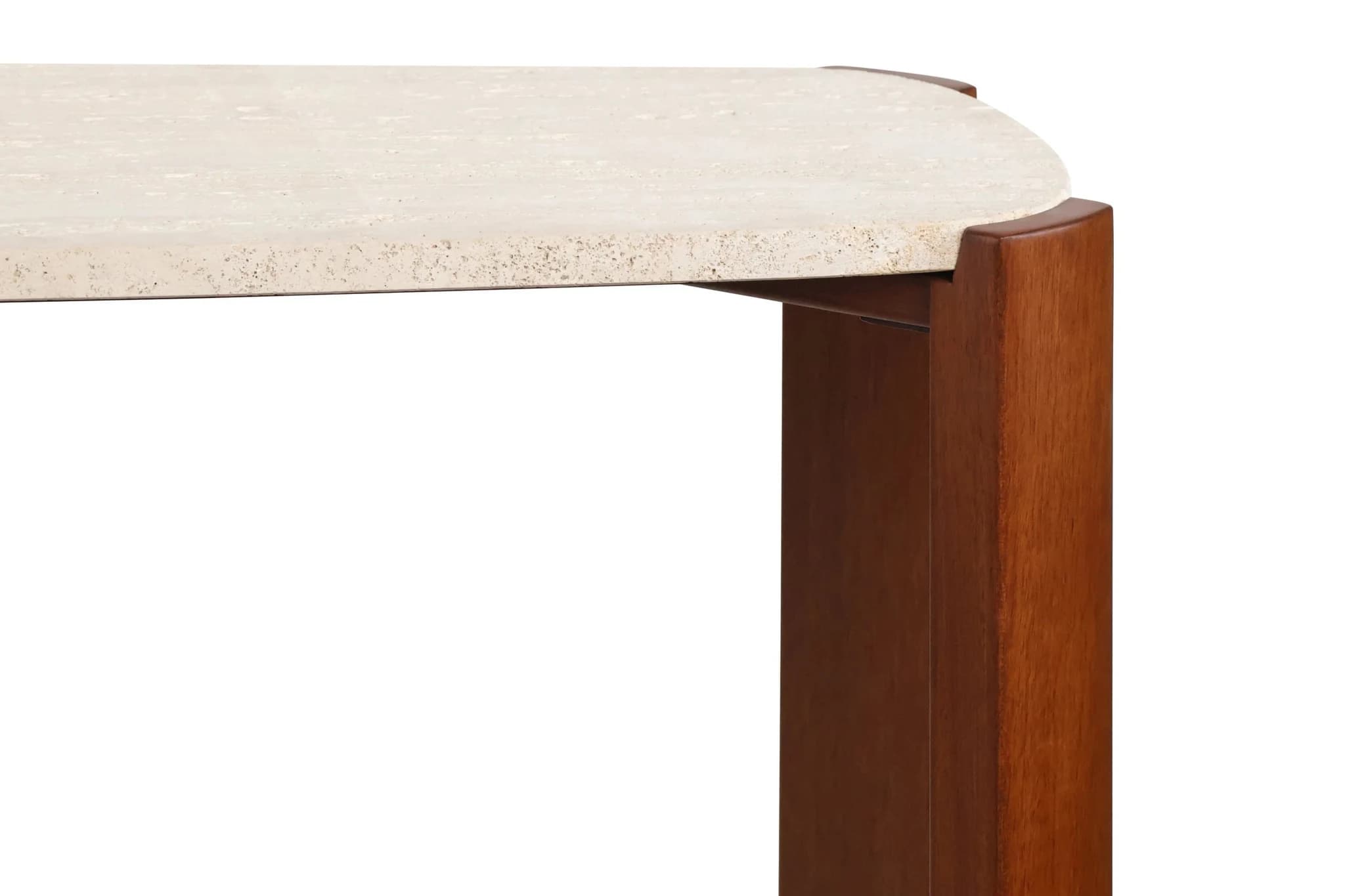 Palermo Travertine Top and Brown Acacia Wood Console Table - Tables, photo 7 of 7