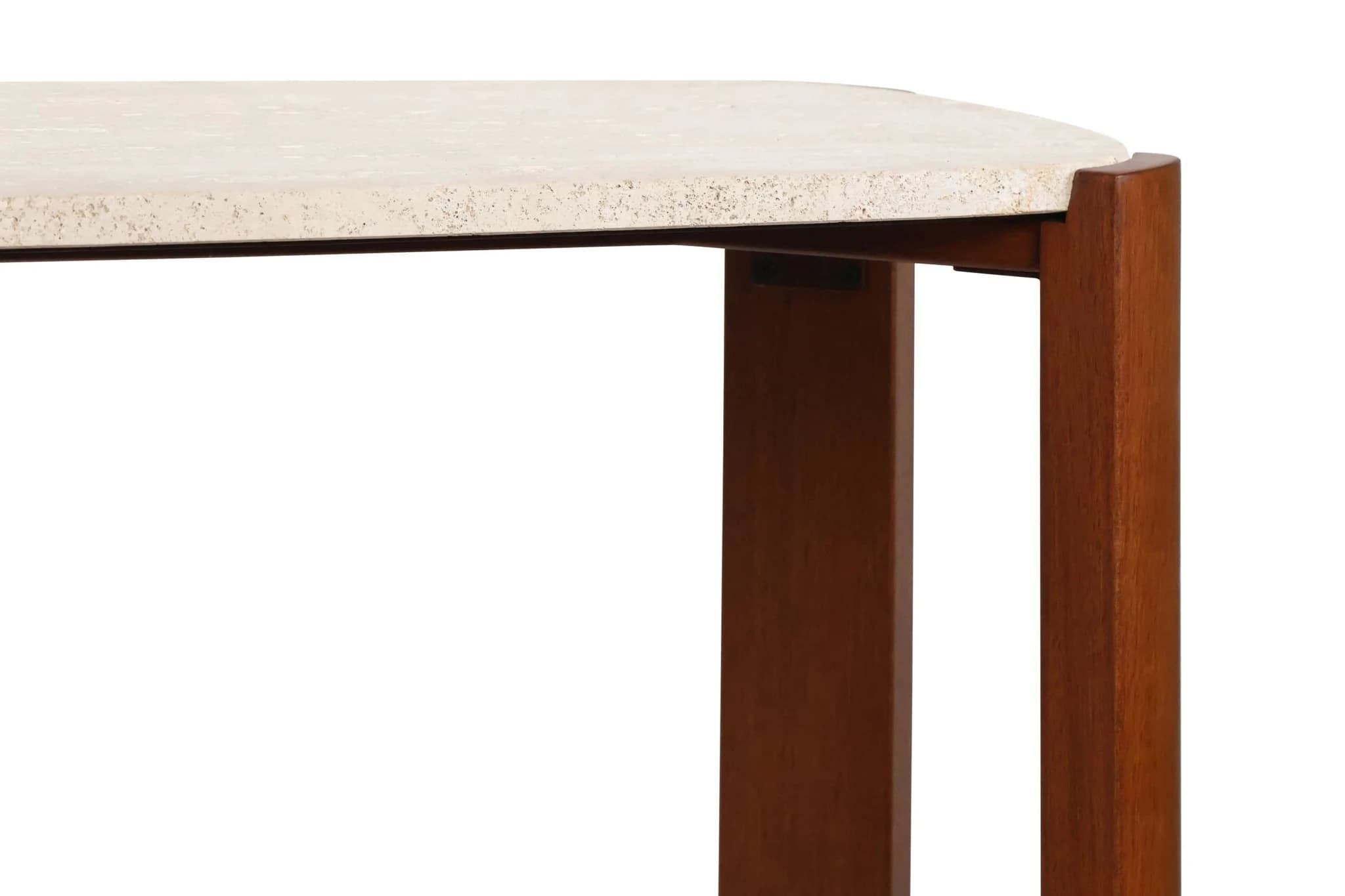 Palermo Travertine Top and Brown Acacia Wood Console Table - Tables, photo 6 of 7
