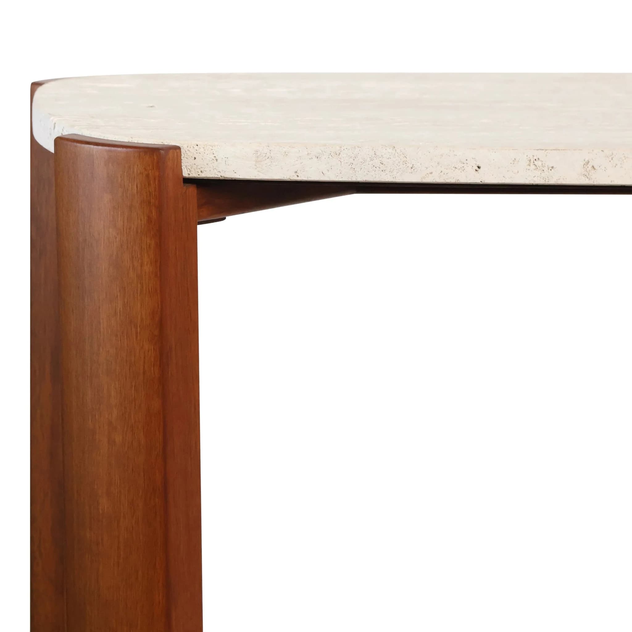 Palermo Travertine Top and Brown Acacia Wood Console Table - Tables, photo 5 of 7