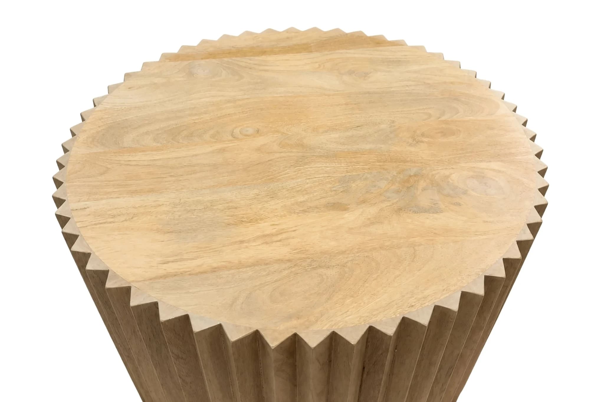 Barto Round Mango Wood Carved Ridged Coffee Table - Tables, photo 4 of 4