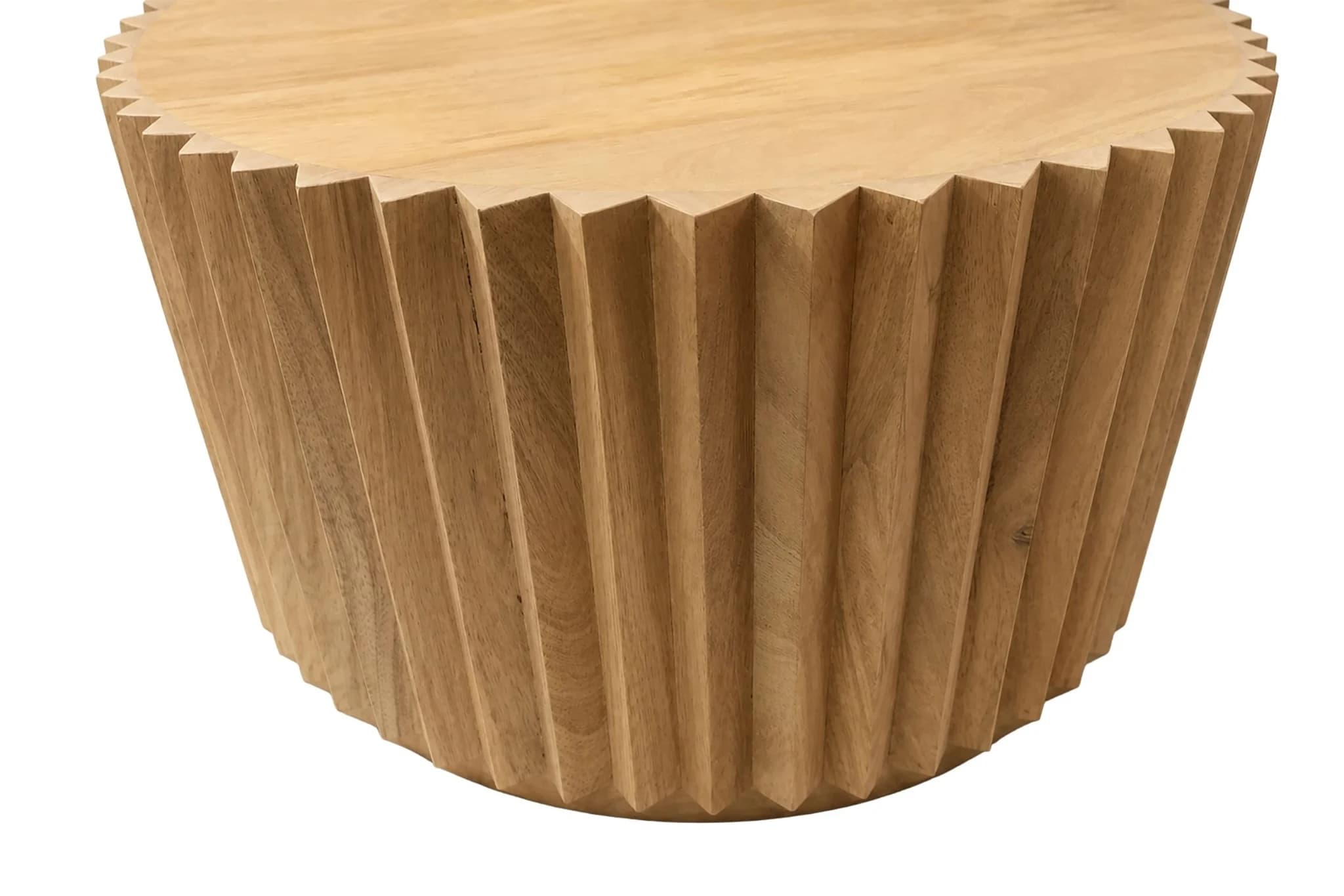 Barto Round Mango Wood Carved Ridged Coffee Table - Tables, photo 3 of 4