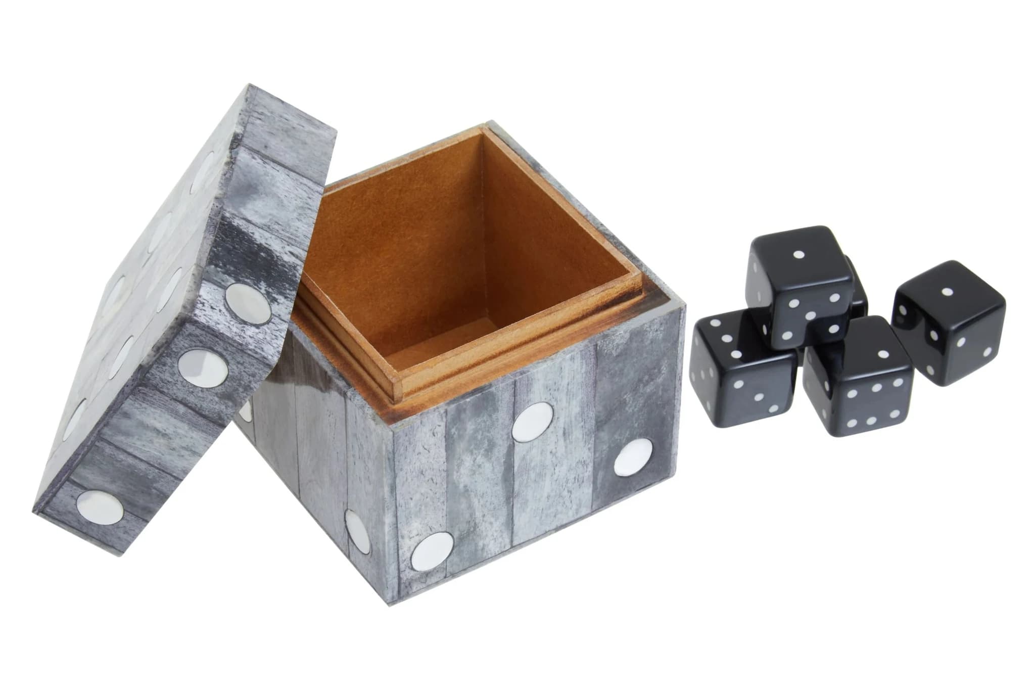 Churchill Games Grey Bone Dice Box with 5 Black Dice - Decorative, photo 5 of 8