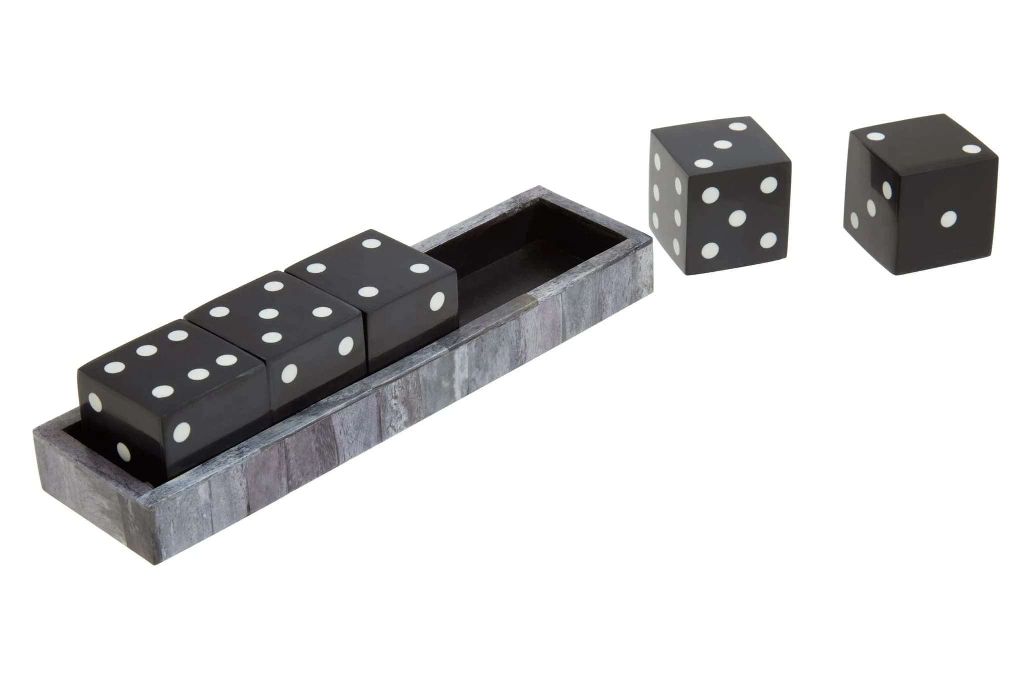 Churchill Games Grey Bone Dice Set with Black Dice - Decorative, photo 5 of 7