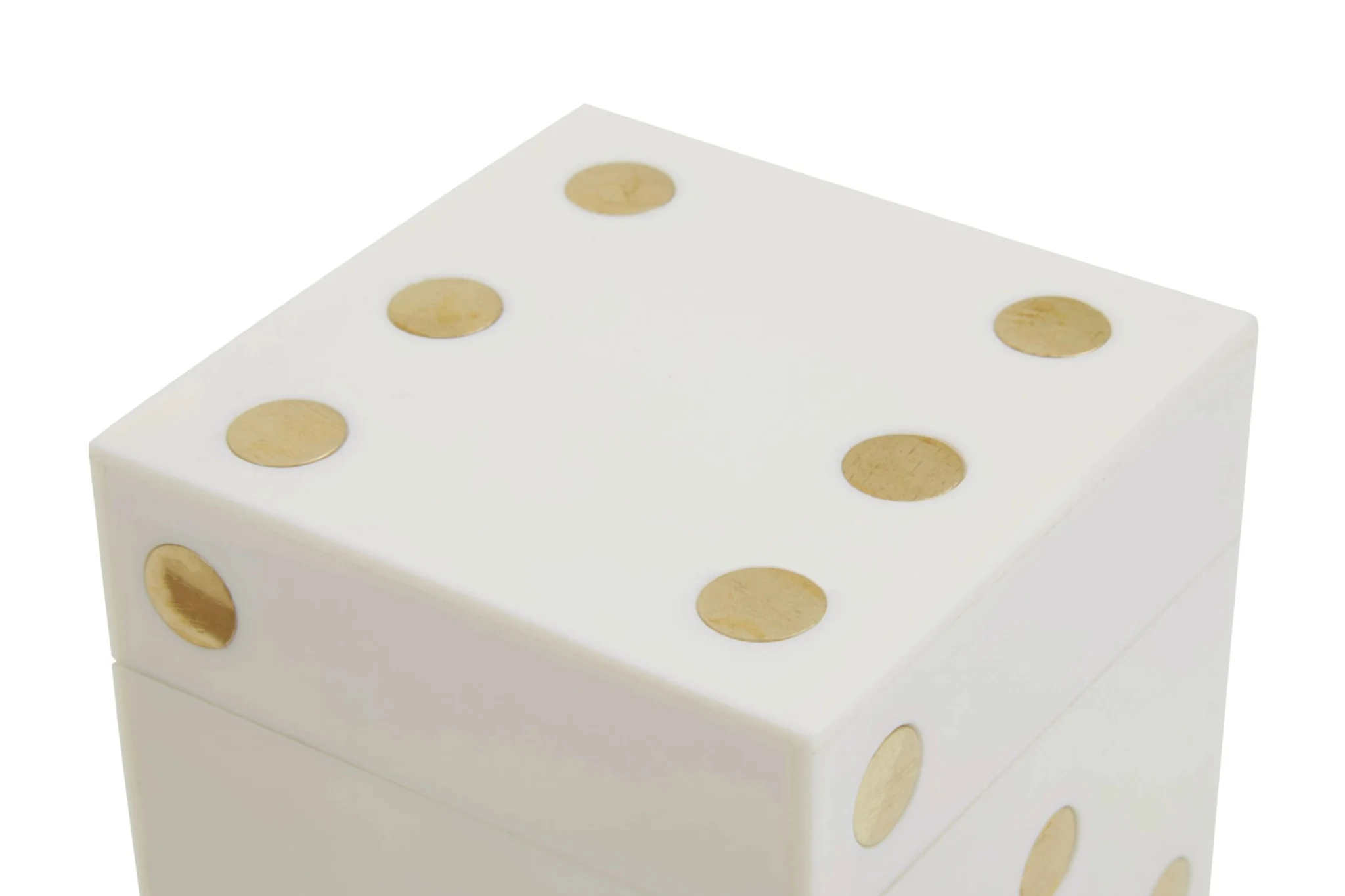 Churchill Games White and Gold Dice Box with Five White Dice - Decorative, photo 5 of 5