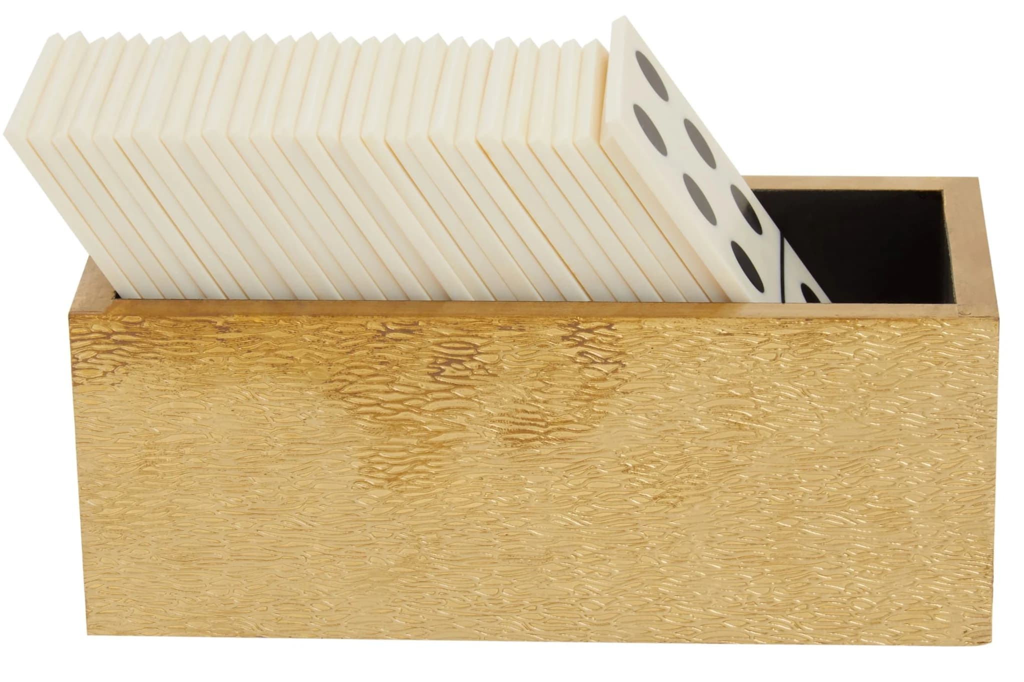 Churchill Games White and Gold Domino Set with White Dominoes - Decorative, photo 4 of 6
