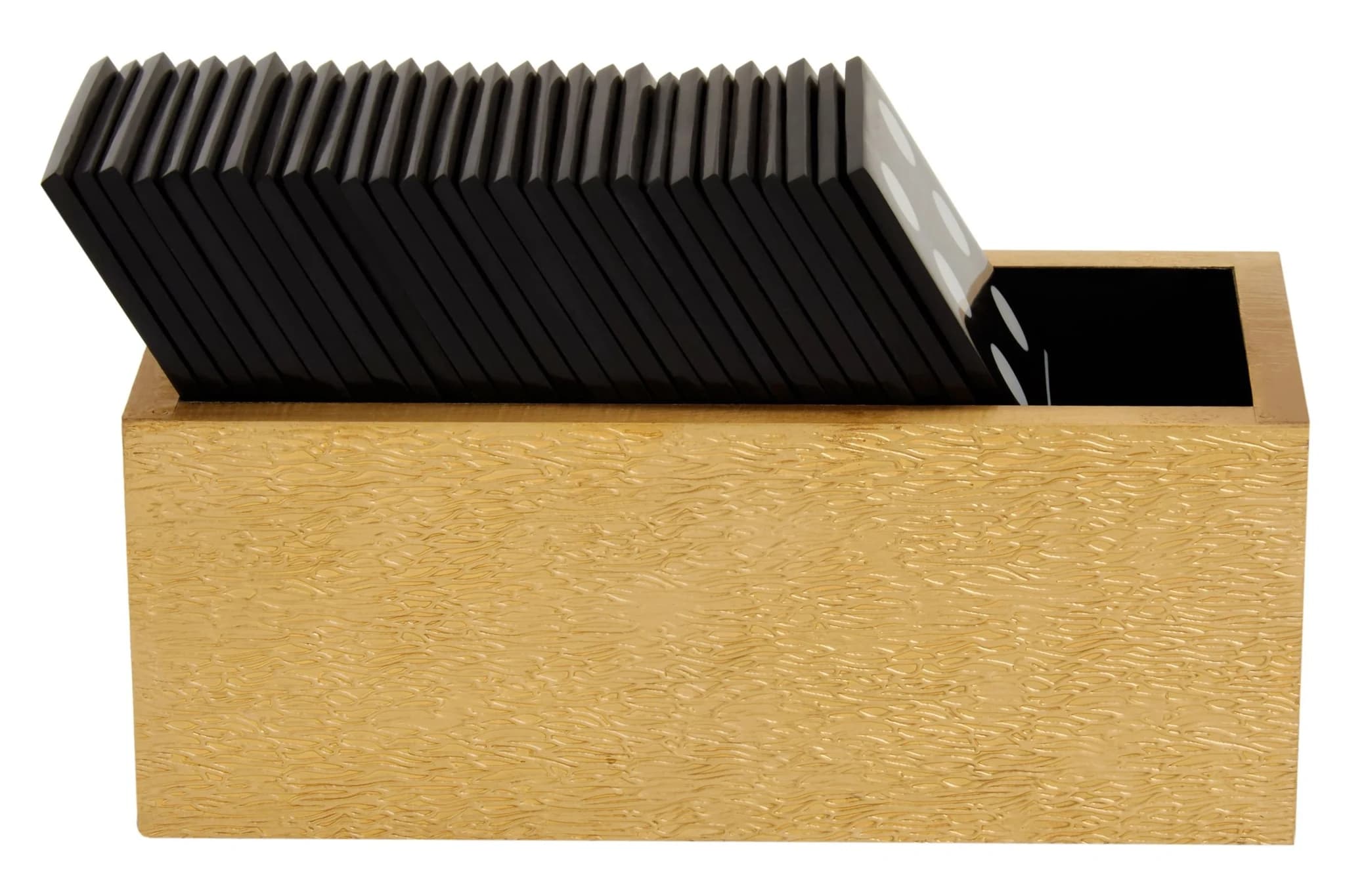 Churchill Games Gold Domino Set with Black Dominoes - Decorative, photo 4 of 6