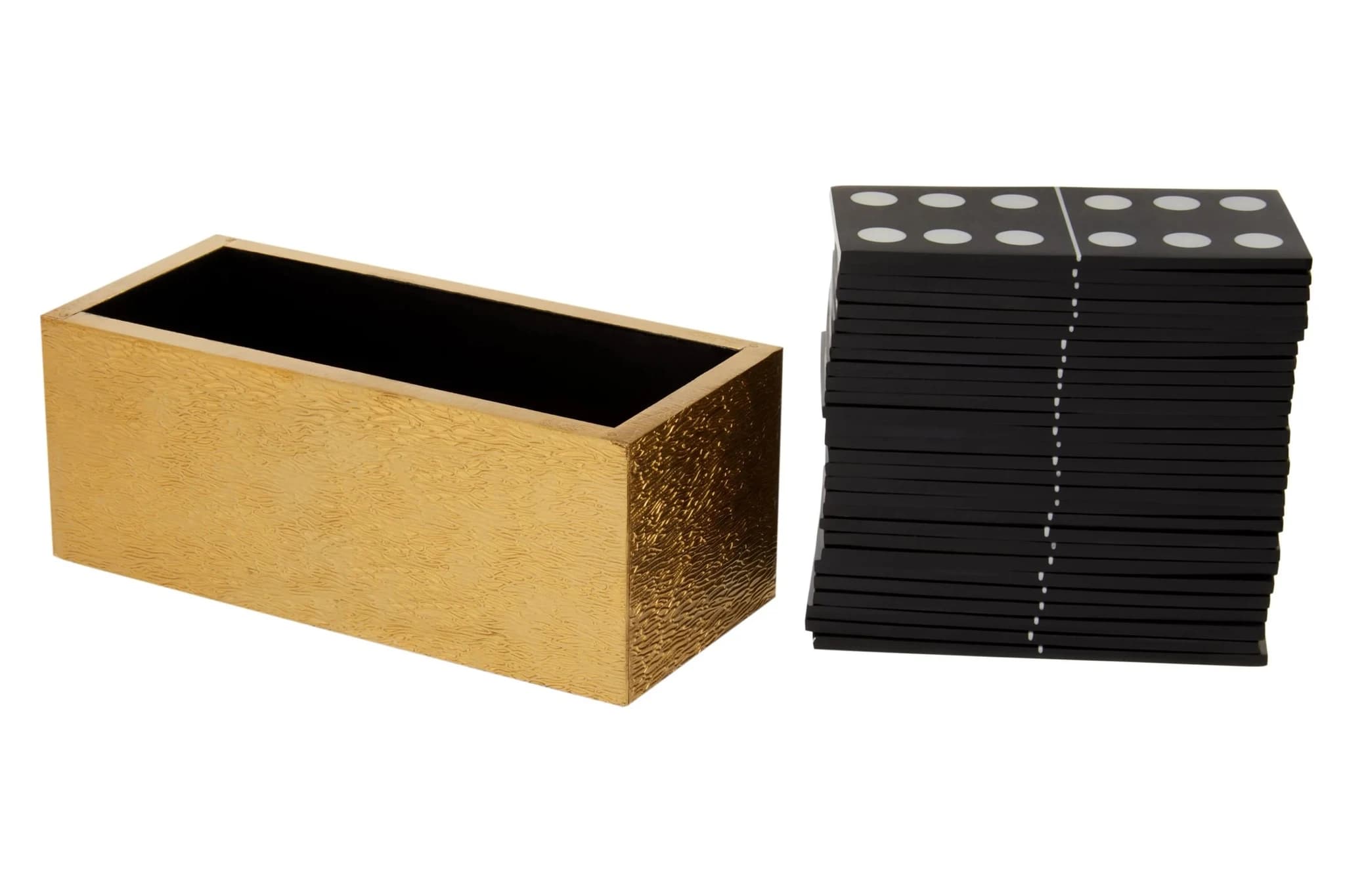 Churchill Games Gold Domino Set with Black Dominoes - Decorative, photo 2 of 6