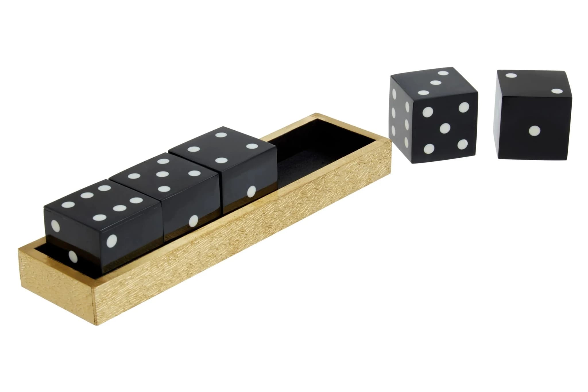 Churchill Games Gold Dice Set with 5 Black Dice - Decorative, photo 2 of 4