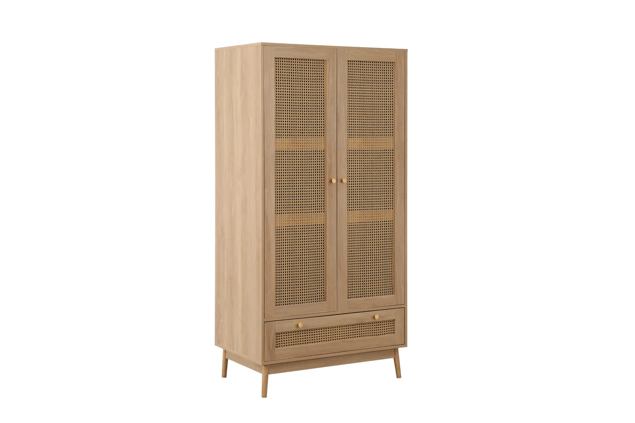 Croxley 2 Door 1 Drawer Rattan Wardrobe - Wardrobes, photo 3 of 10