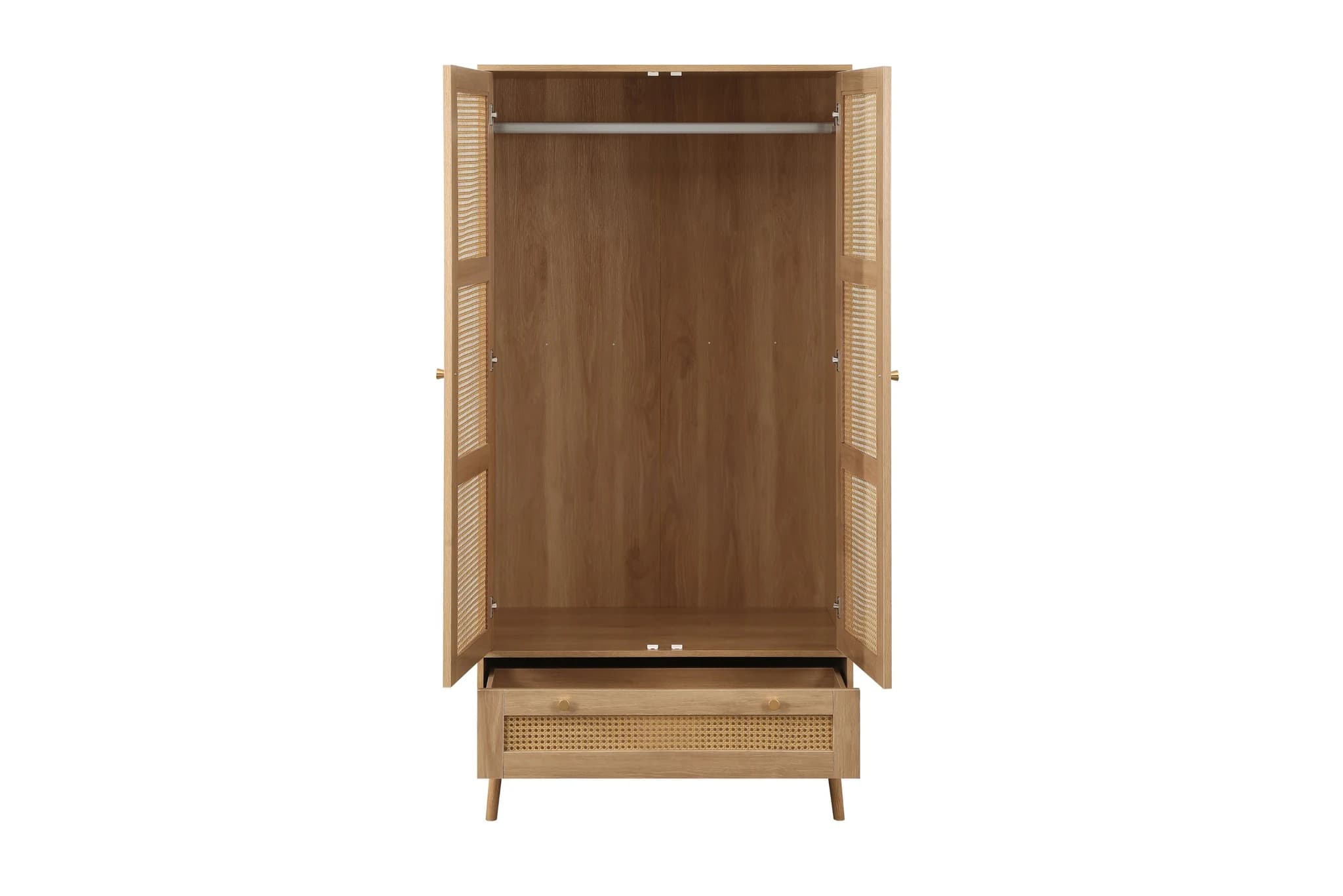 Croxley 2 Door 1 Drawer Rattan Wardrobe - Wardrobes, photo 5 of 10