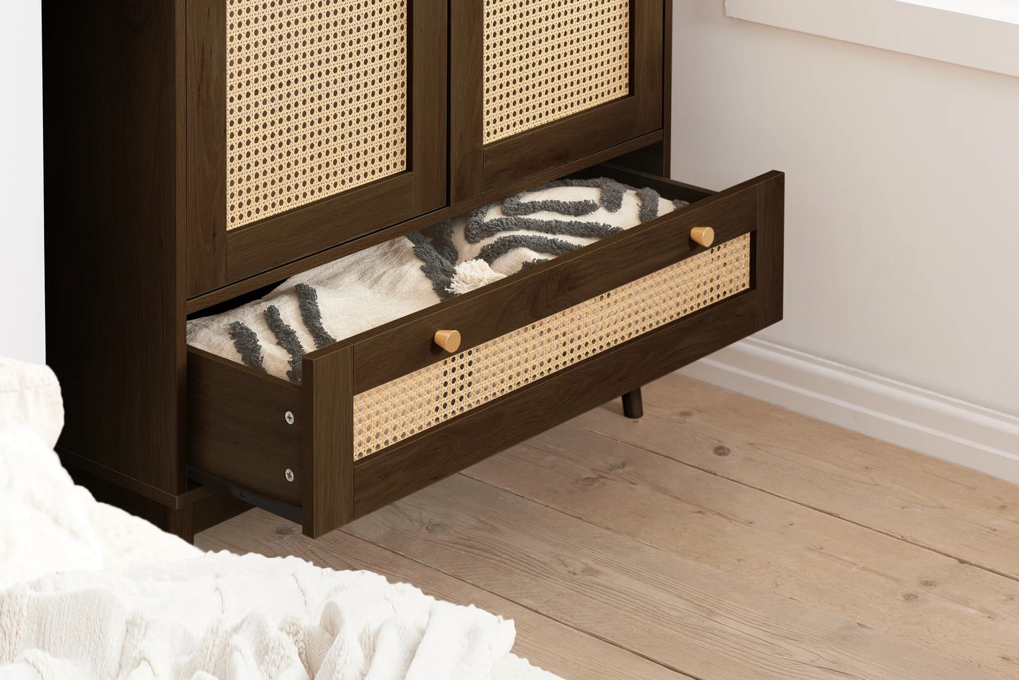 Croxley 2 Door 1 Drawer Rattan Wardrobe - Wardrobes, photo 10 of 10